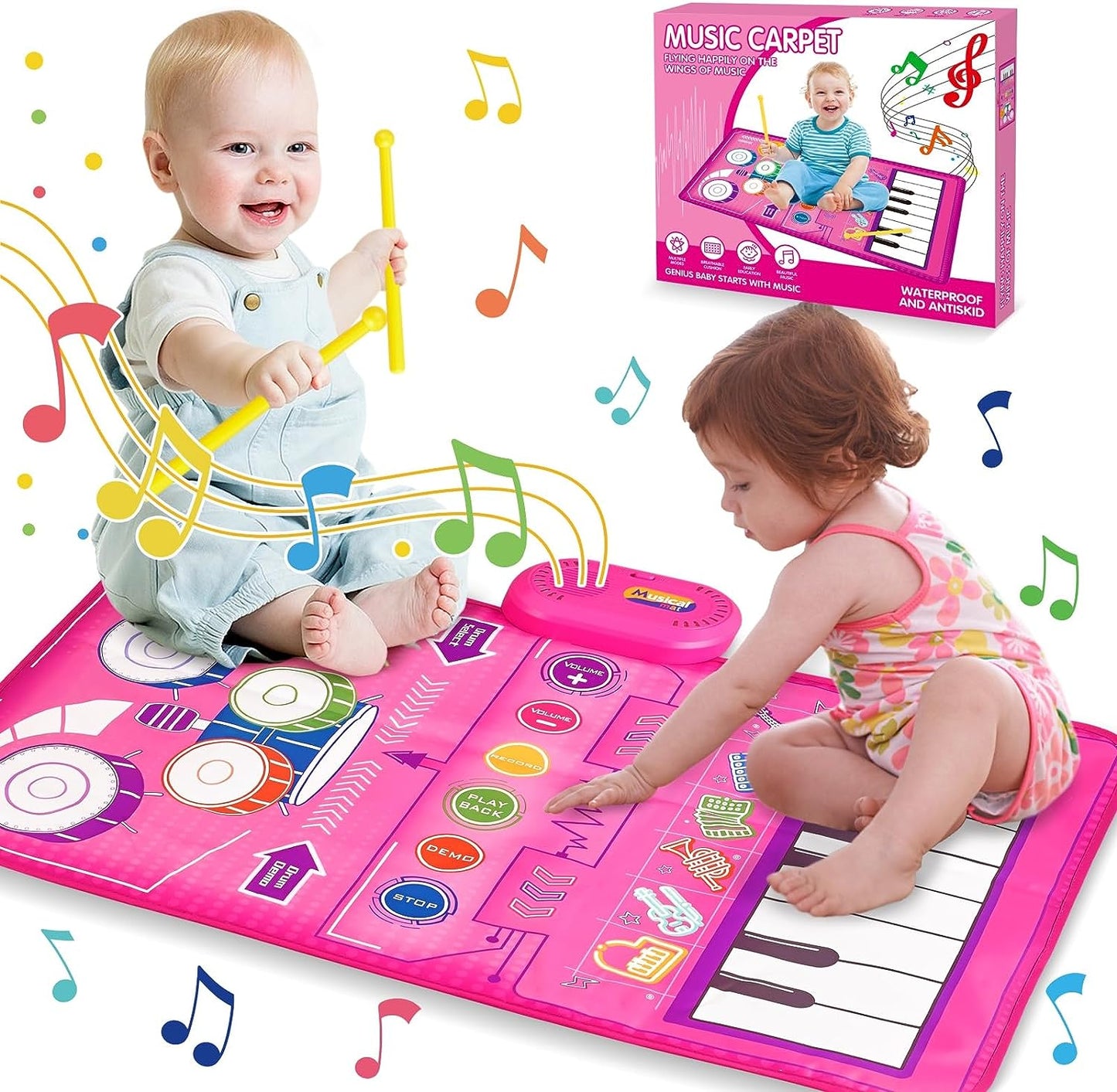 1 Year Old Girl Gifts, Piano Mat Baby Toys for 1 Year Old Girl, 2 in 1 Toddler Music Mat with Keyboard & Drum, Early Educational Musical Toys First Birthday Gifts for 1 2 Year Old Girls & Boys