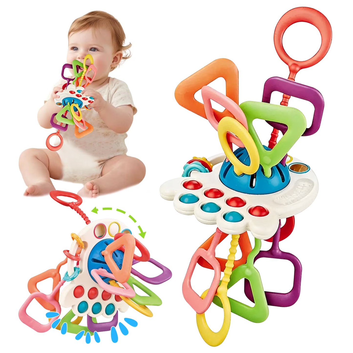Baby Sensory Toys 6-12 Months,Pull String Teething Toys for 1 Year Old Boys Girls Gifts