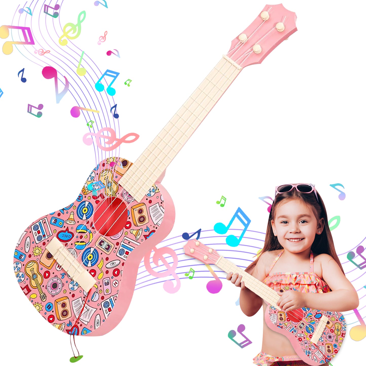 Kids Guitar Toy, Musical Instruments Learning Educational Toys, Guitar Toys Toy for Toddler Kid Girls Children Age 4 5 6 7 8 9 10 Year Old
