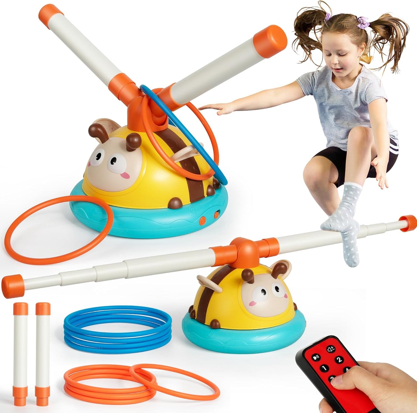 Outdoor Toys for Kids Ages 4-8, 2 in 1 Musical Jump Outdoor Games Toys, Toss Ring Game, Indoor Sport Toys Gift for Boys 3-6 Years