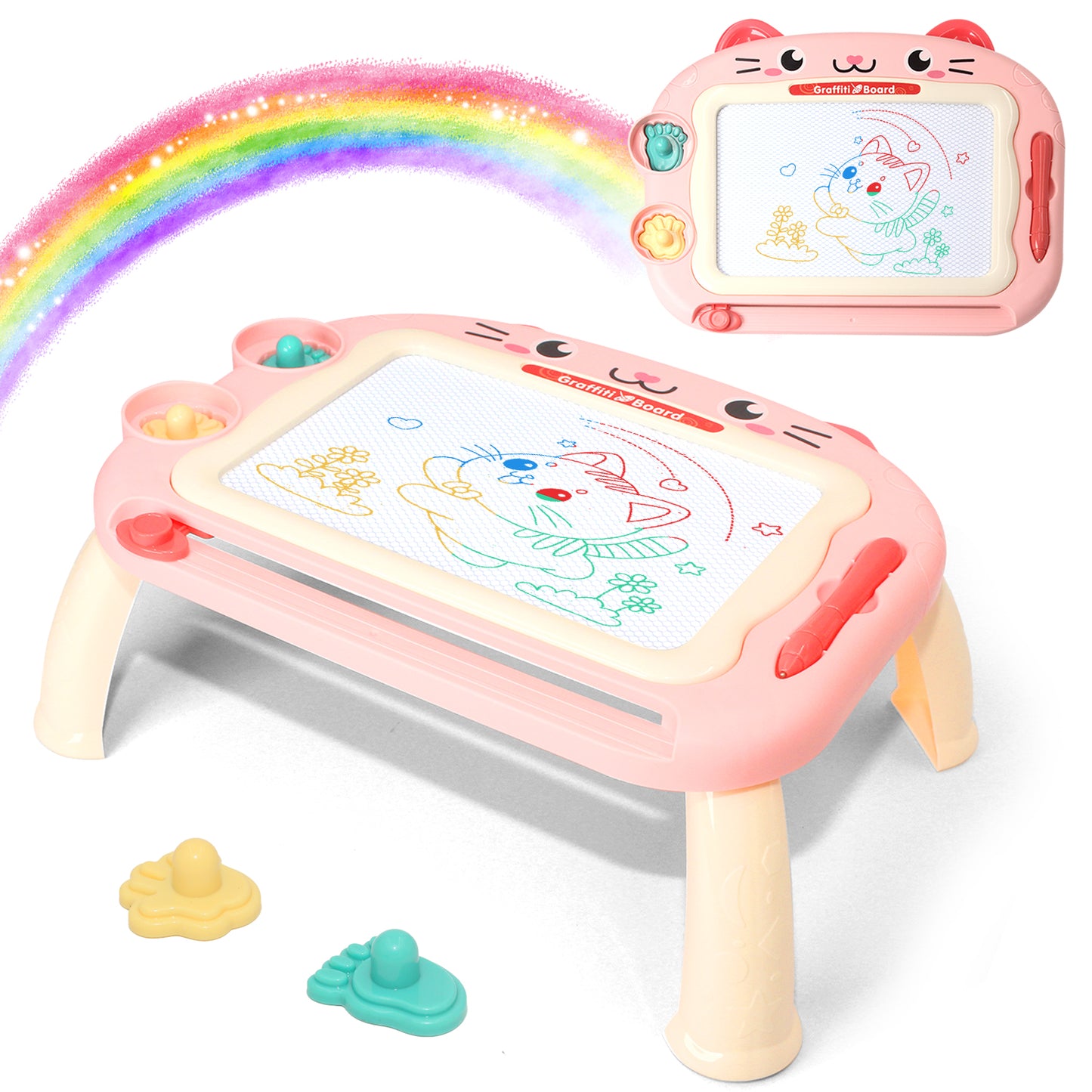 Drawing Doodle Board Toys - Learning Toys for 1 2 3 Year Old Girls - Educational Toys for Toddlers 1-3 (Pink)