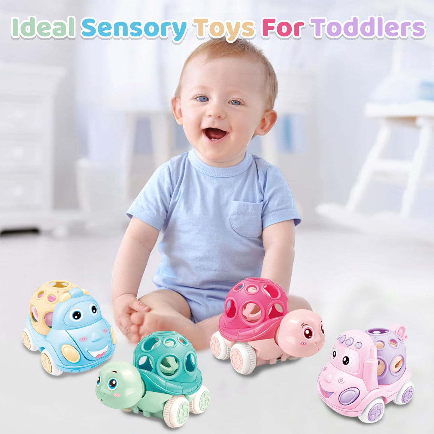 4Pcs Baby Rattle Toys for 6-12 Months, Sensory Rattle Toys for Newborn Infants 3-6-12 Months, Easter Toy Gifts for Baby Boy Girl 1 Year Old