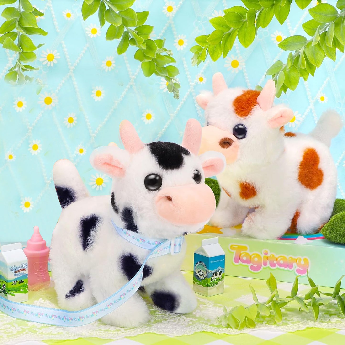 Plush Walking Cow Toy for Kids,Walking Plush Toys for Toddler 2 Year Old Birthday Easter Gifts