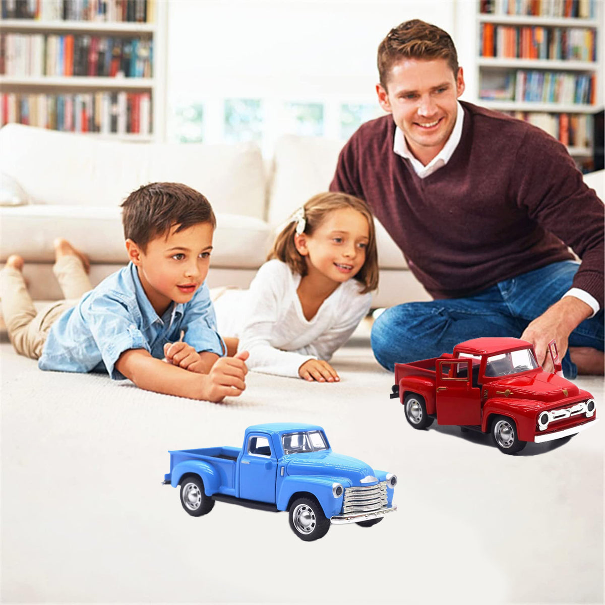 2Pack Blue Little Truck Toys for Toddlers 2-4, Little Red Truck Toy for Boy 3-6, Kids Car Toy for Birthday/Easter/Christmas Gifts（Blue+Red）