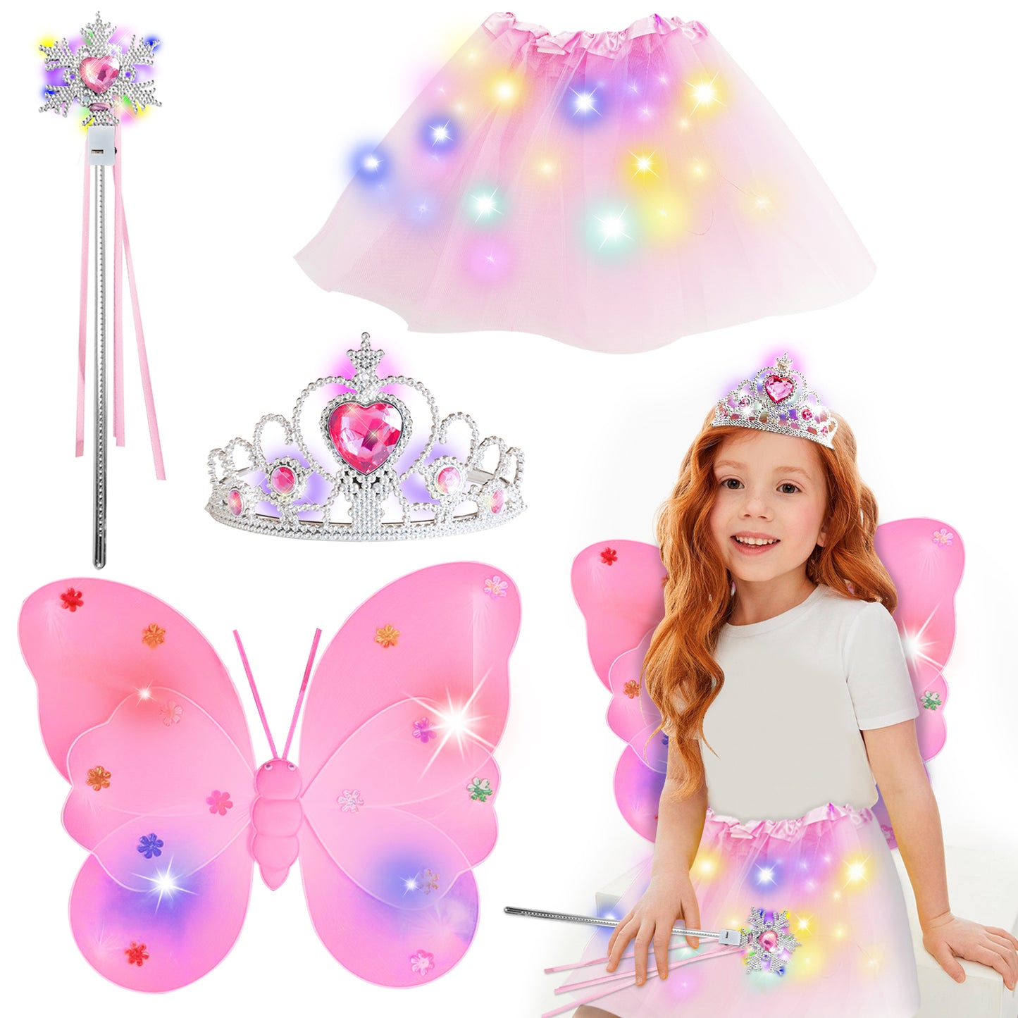 Style-Carry Princess Toys for Toddler Girls 3 4 5 6 Year Old, Princess Dress Up for Girls 3-6, Light Up Butterfly Wings Toddler Toys Age 2 3 4 5 Girls