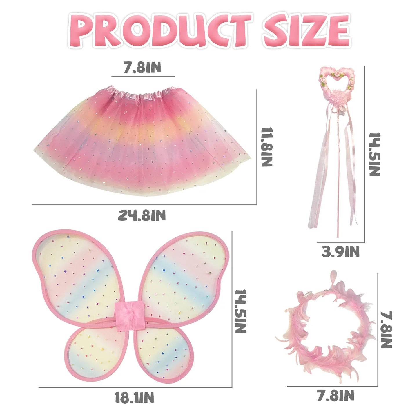 Princess Toys, Princess Dress up for Girls 3 4 5 6 Year Old, Butterfly Wing Fairy Costume Set for Girls 4-6