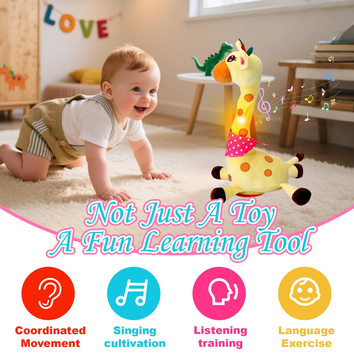 Baby Toys 6-12 Months, Talking Plush Toys Singing and Danincg, and Recording, Toys for Toddler Girls and Boys Ages 1 2 3 Years Old