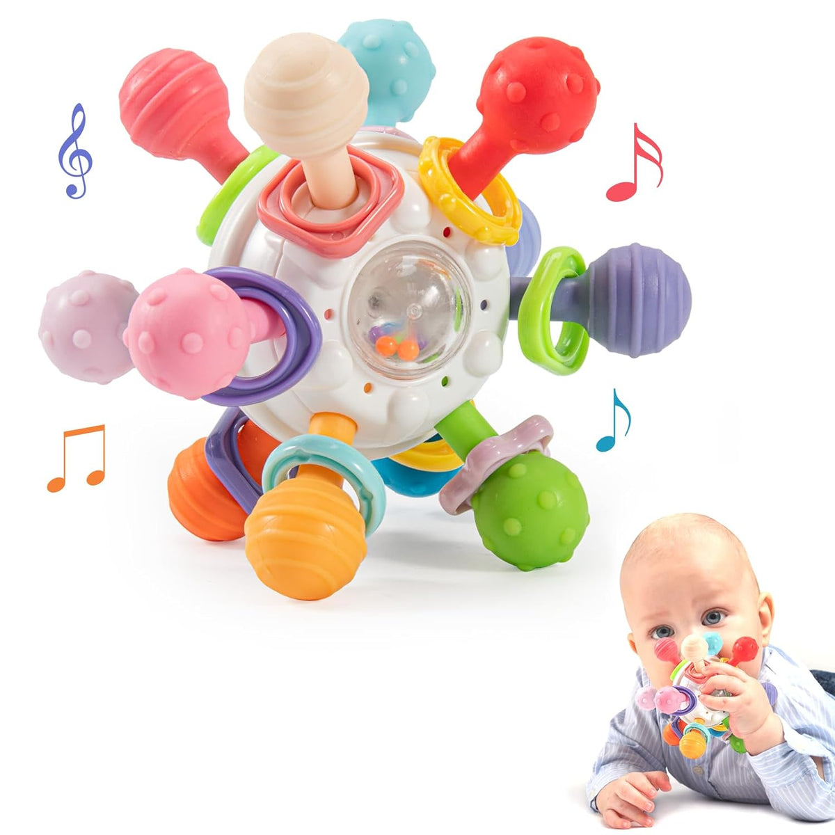 Baby Toys for 6-12 Months, Baby Teething Toy 3-6 Months,Baby Rattle Toys for Infants 6 7 8 9 10 Months Gifts