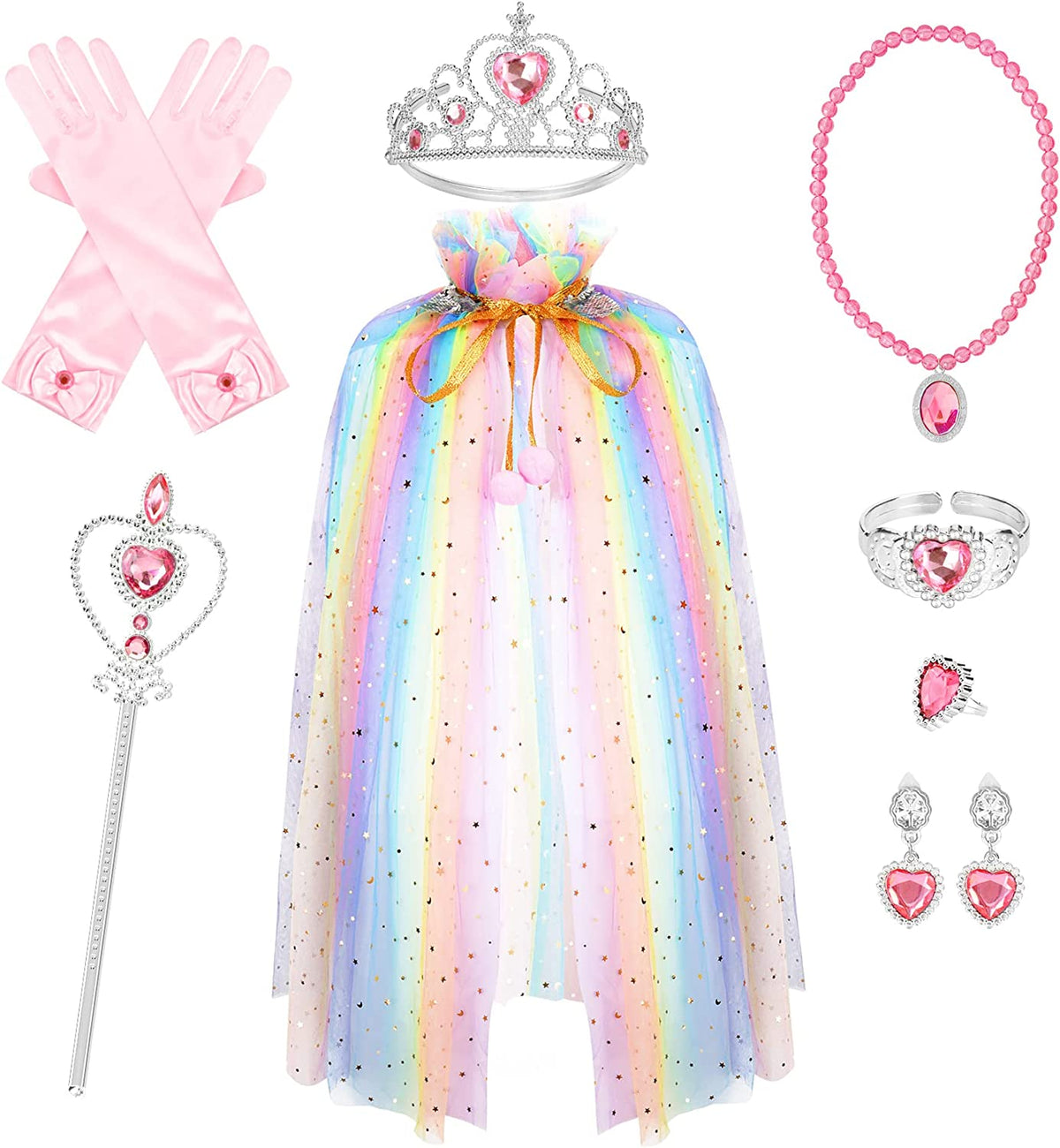 Princess Dress-up for Girls 4 5 6 7 8 Years, Princess Costume Cloak Kit for Girls 3-6 Birthday Party Dress Up