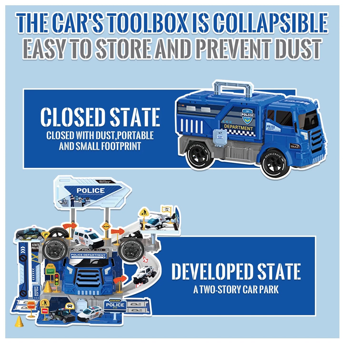 Toddler Toys for Boys 3-6 Years, Die-Cast Police Cars Toy Set for Kids, Birthday Gifts Boys Toys 3-5, 5-7