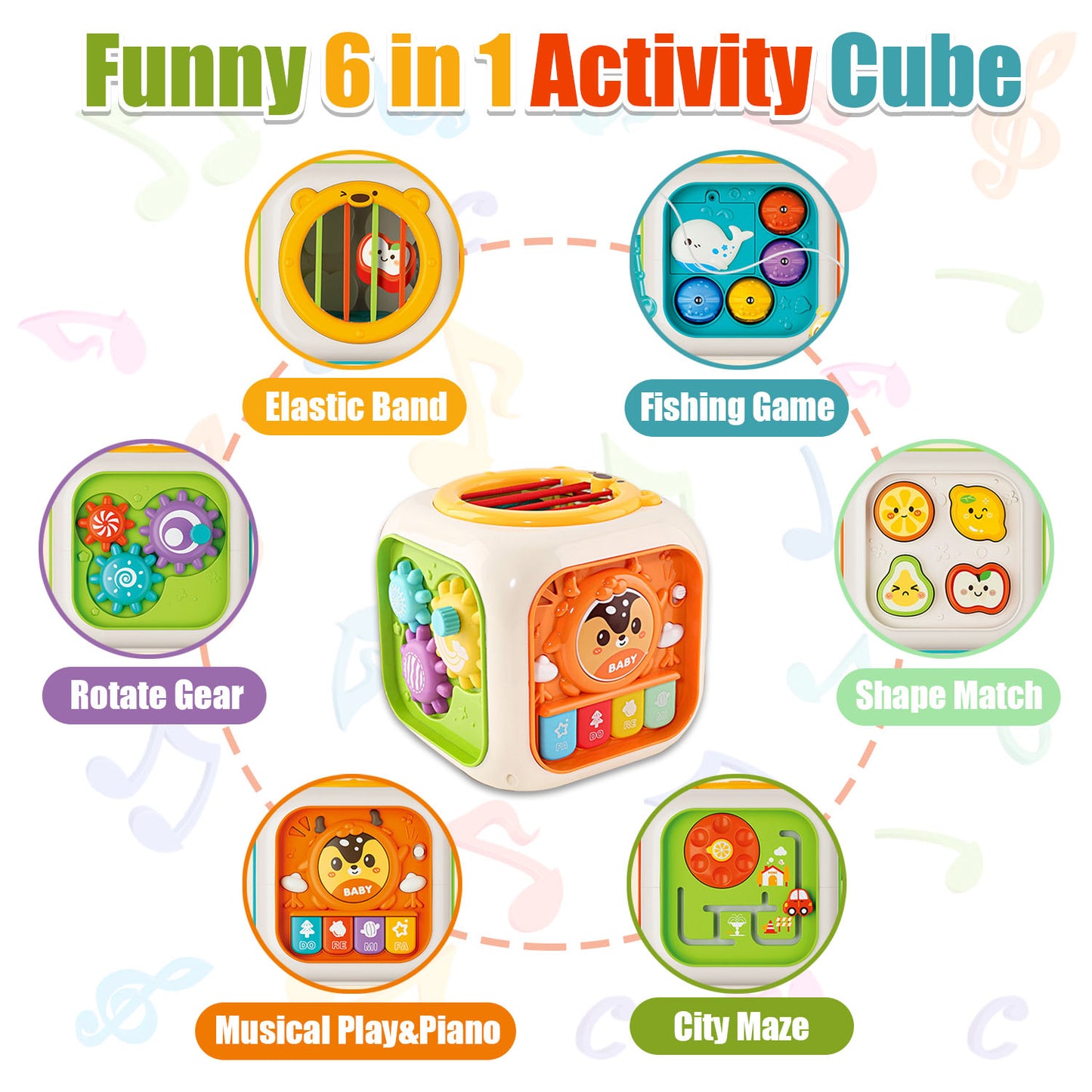 Baby Toys for 12-24 Months, 6 in 1 Montessori Activity Toys for 1 Year Old, Shape Sorter Toy for Toddlers 1-3, Learning Educational Toys for 1 2 3 Year Old Boys Girls