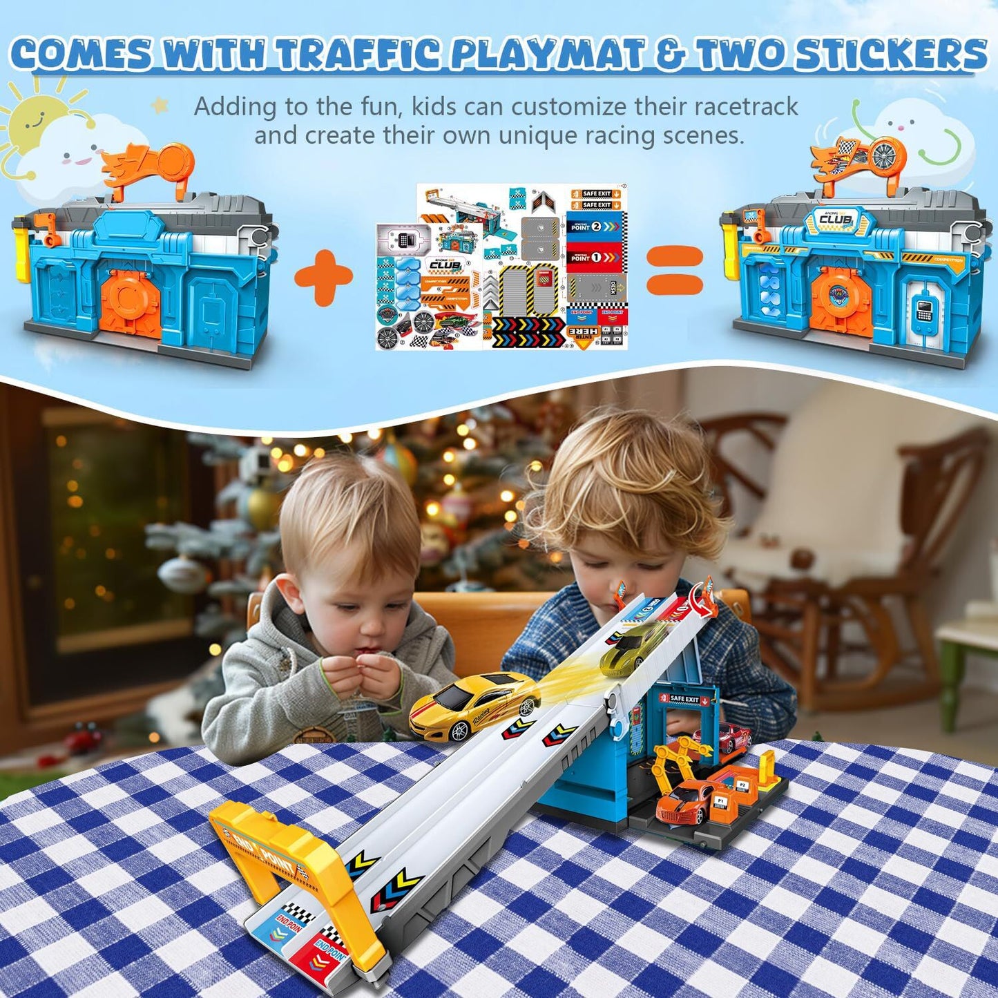 2 IN1 Race Tracks Set Toys for Boys 3-6 Years, Race Tracks Car for Kids Boy Toys 3-5, Racing Car Toys for Toddlers Boys 3 4 5 6 Year Old Toddlers