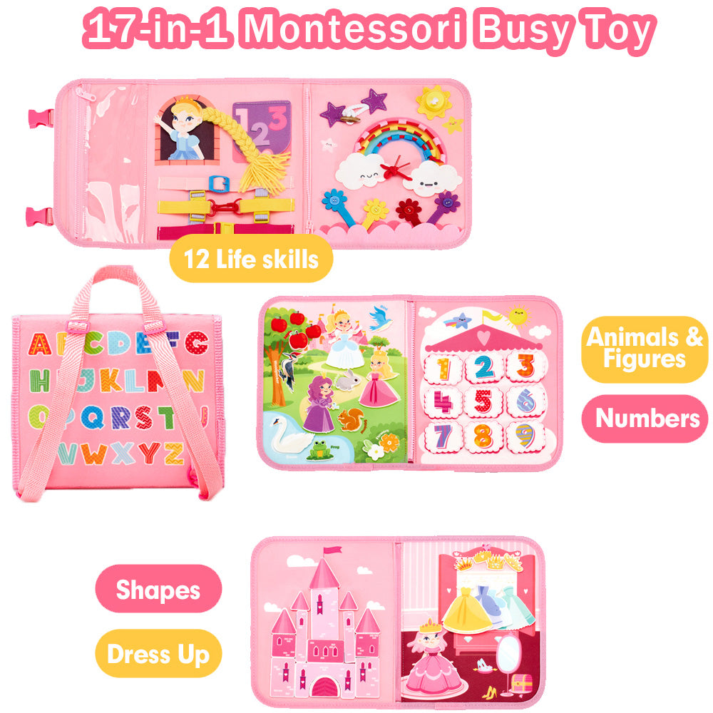 Montessori Toys for Toddler Girls, Busy Board Toy for Toddlers 1-3, Learning Educational Toys for 1 2 3 Year Old Girls, Birthday Gift for 1 2 Year Old