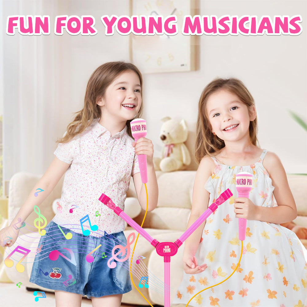 Kids Microphone Toys for Girls 3-6 Years, Karaoke Musical Instrument Toy, Standing Microphone Gift