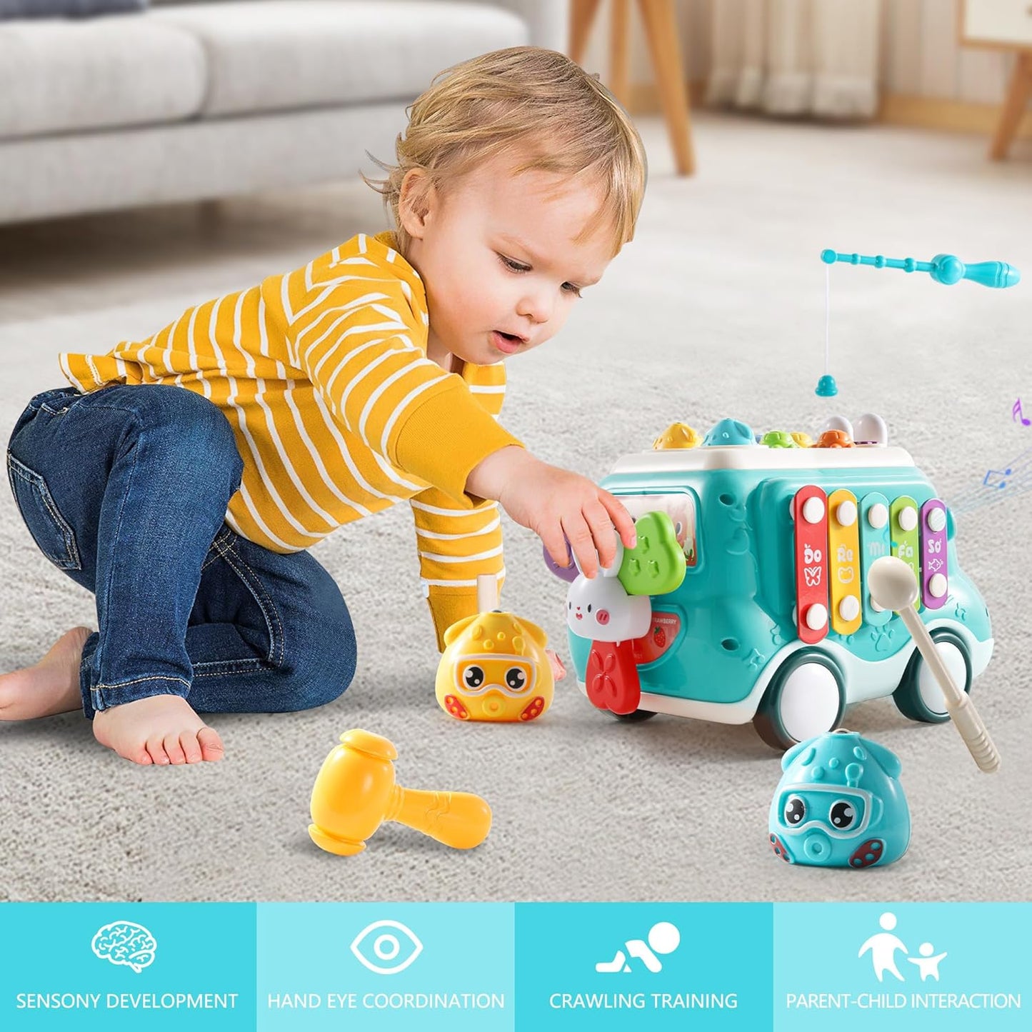 Montessori Toys for 1 Year Old Girl Gifts, 12-in-1 Musical House Toddler Learning Toys for 1-2, 1st First Birthday Gifts for Girls and Boys Baby 6-12 12-18 6-24 Months