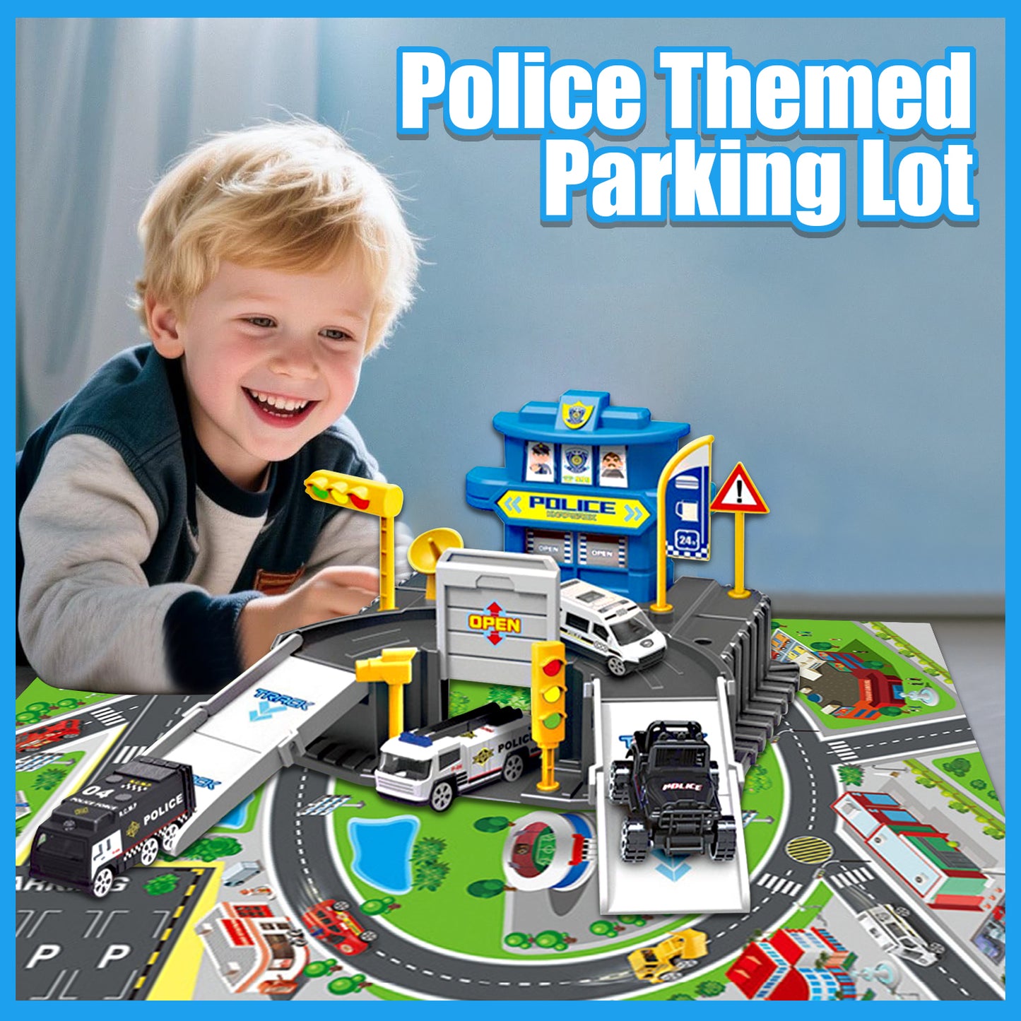 Kids Police Rescue Truck Car Toy, Toddler Toys for 3 4 5 6 Years Old Boys, Birthday Gifts for Boys Toys 3-6 Years