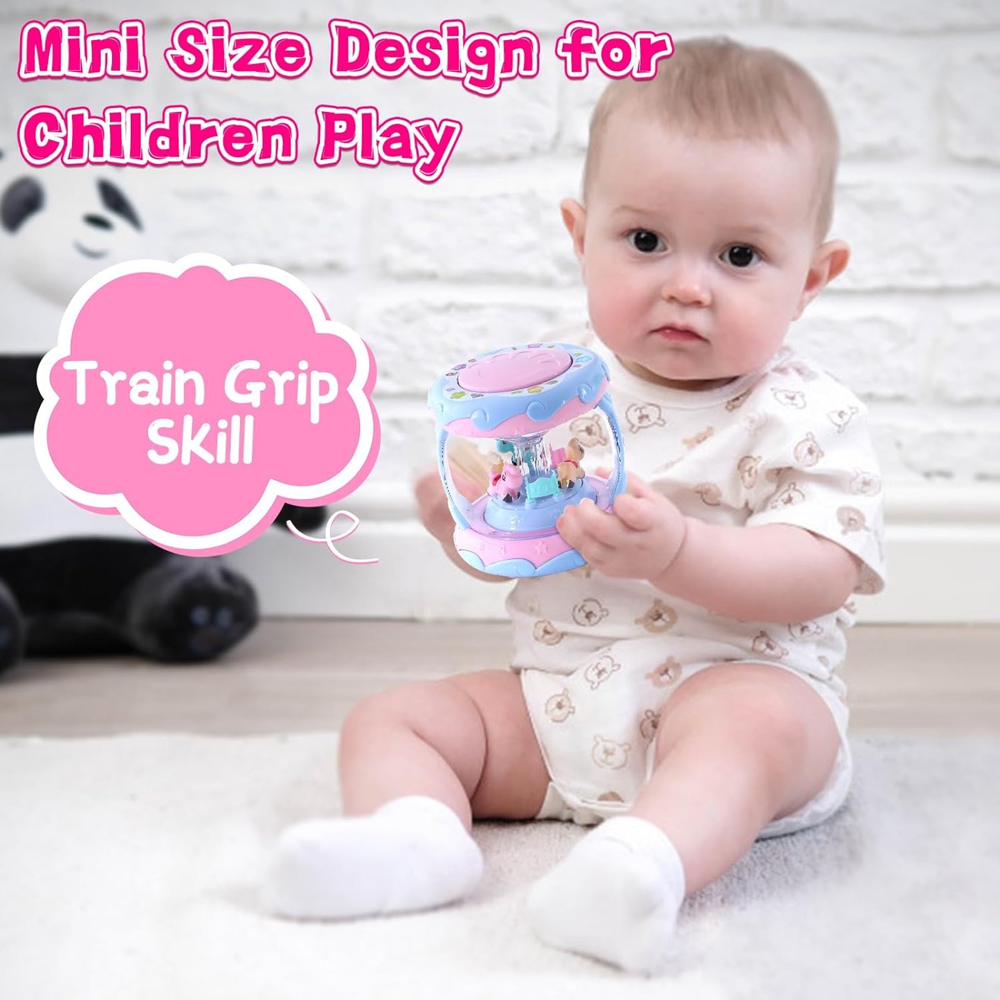Toddler Toy for 1 Year Old Girl - Rotating Light up Musical Toy - Musical Learning Toys for Baby 6 to 12 Months - Birthday Gifts for Kid 1 2 Years Old