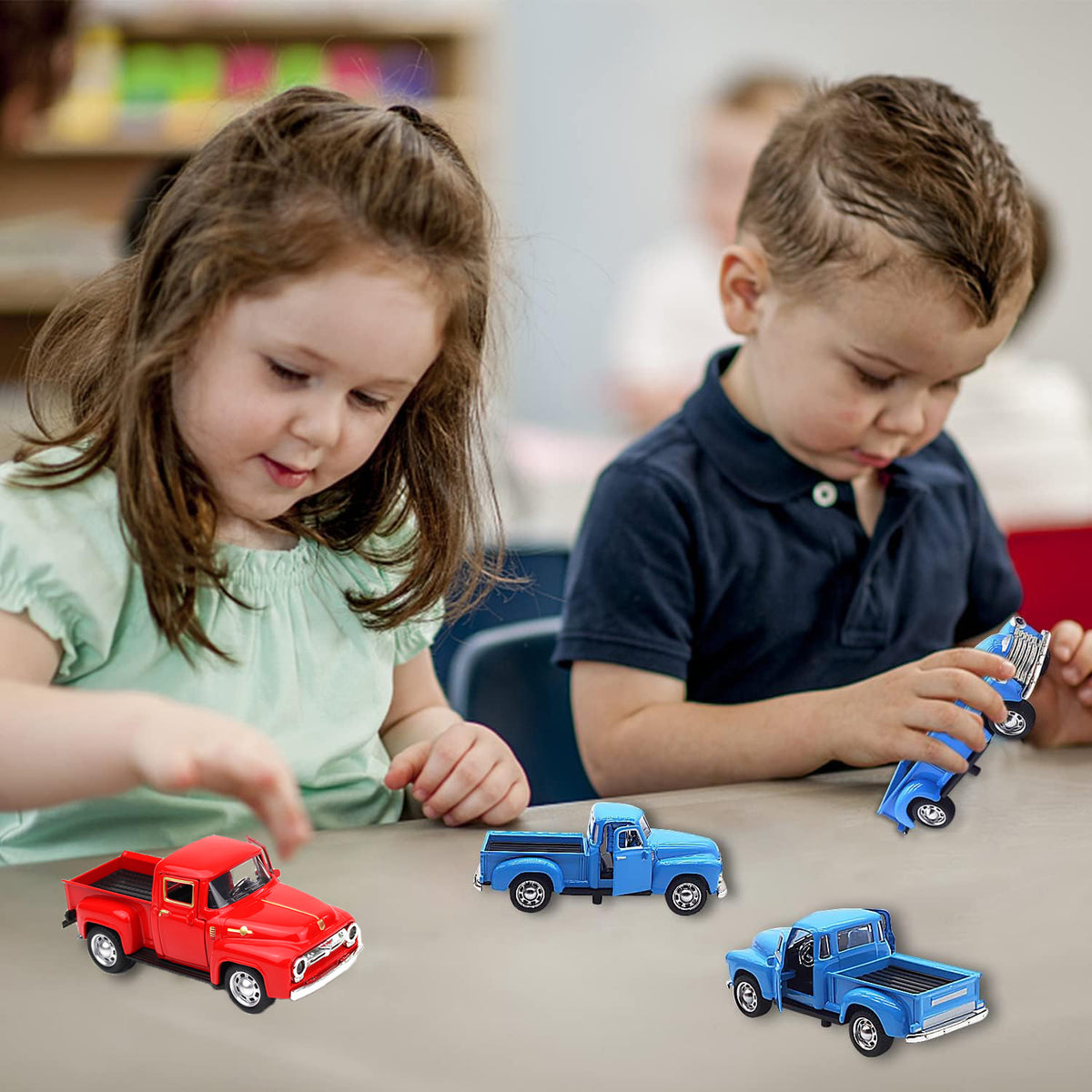 2Pack Blue Little Truck Toys for Toddlers 2-4, Little Red Truck Toy for Boy 3-6, Kids Car Toy for Birthday/Easter/Christmas Gifts（Blue+Red）