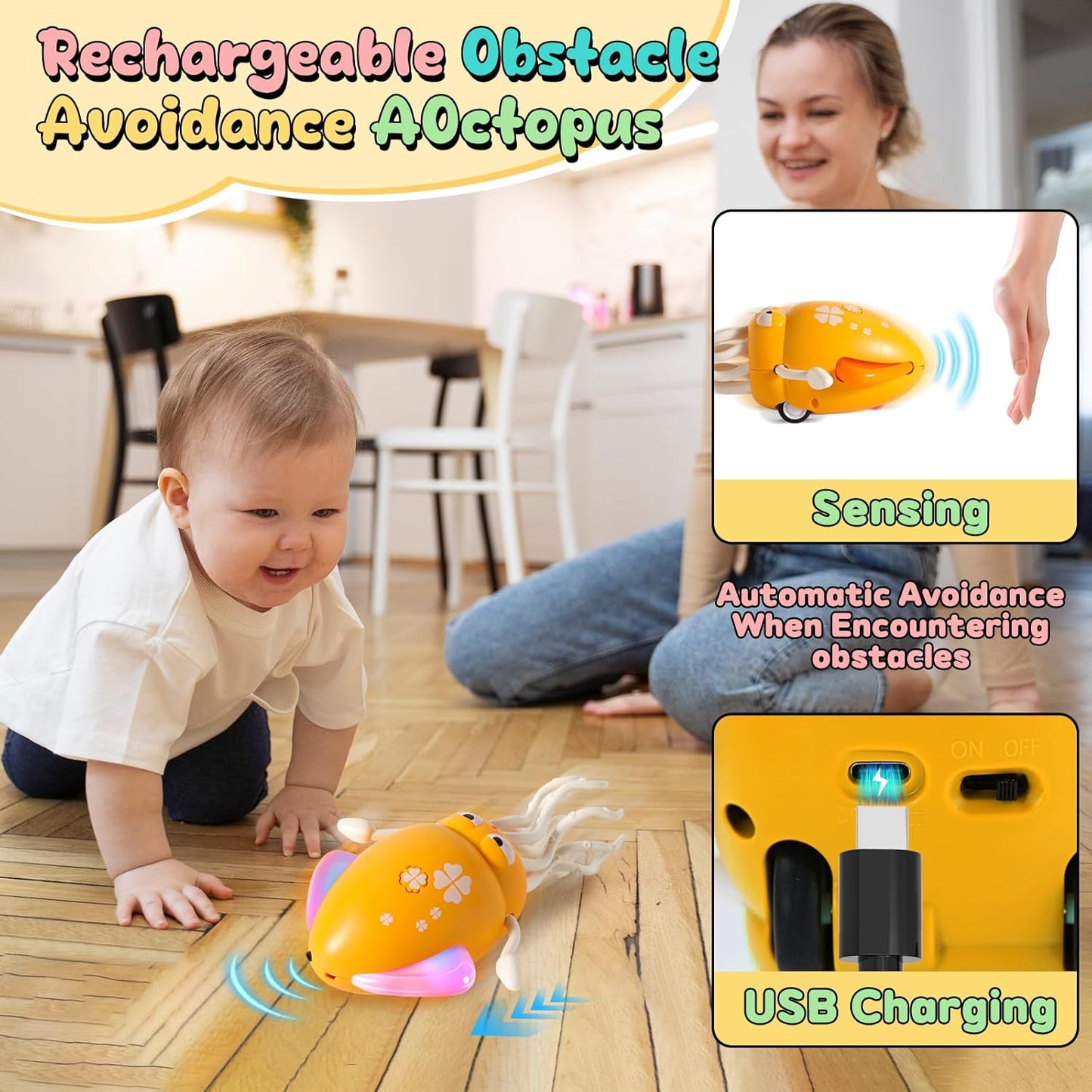 Musical Baby Crawling Toys 6-12 Months, Infants Toys for Babies 0 3 6 9 12 Months, Boys Girls Baby Toys for 12 24 Months