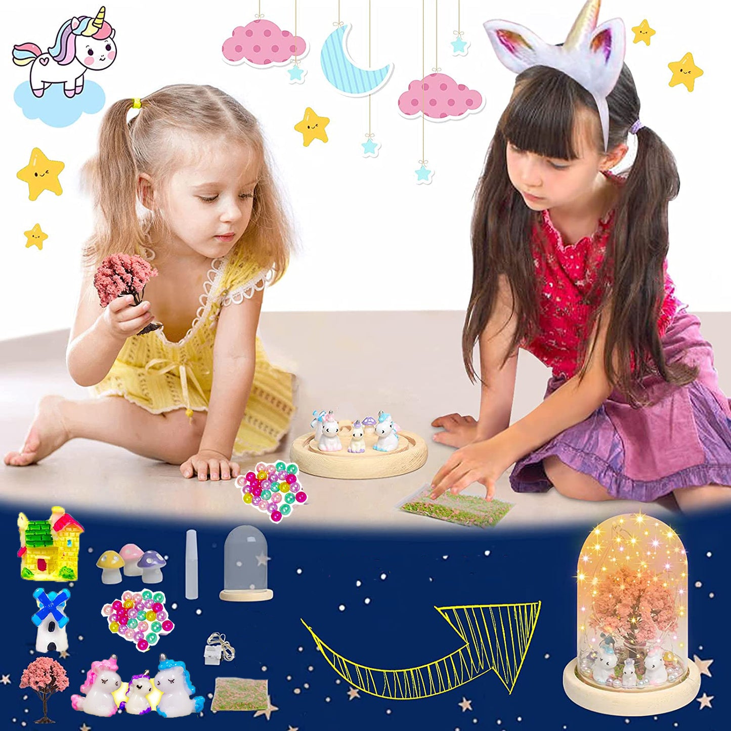 Girls Toys 5-7 Craft Kit for Kids,  DIY Nightlight for Girls Toys Ages 4-6, Birthday Gifts Toys for Girls 3-6 years, Toys for Girls 5 6 7 8 9 10 11 12 Years
