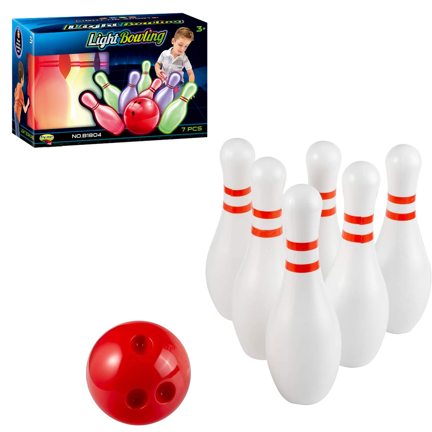 Style-Carry Light Up Kids Bowling Set, Includes 6 Pins and 1 Ball Kids Toddler Indoor & Outdoor Games for Boys Girls 3 4 5 6 Years