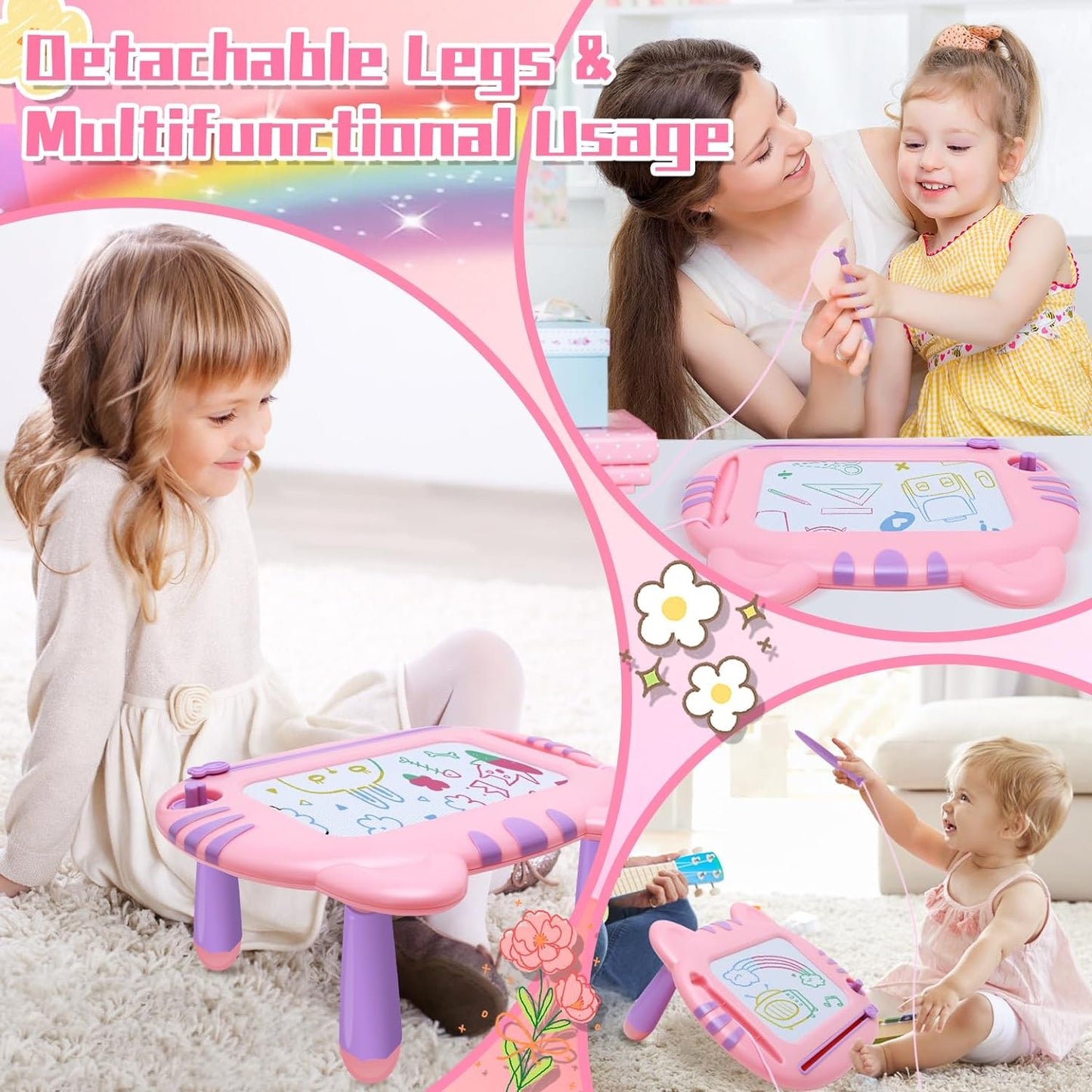 Drawing Doodle Board Toys - Learning Toys for 3 4 5 6 Years Girls - Toddlers Toys for Girls 3-6 Years - Educational Birthday Gifts
