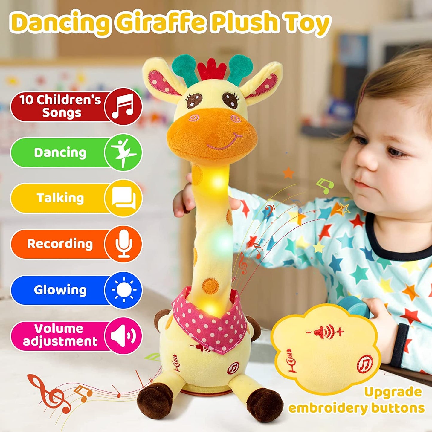 Baby Toys 6-12 Months, Talking Plush Toys Singing and Danincg, and Recording, Toys for Toddler Girls and Boys Ages 1 2 3 Years Old