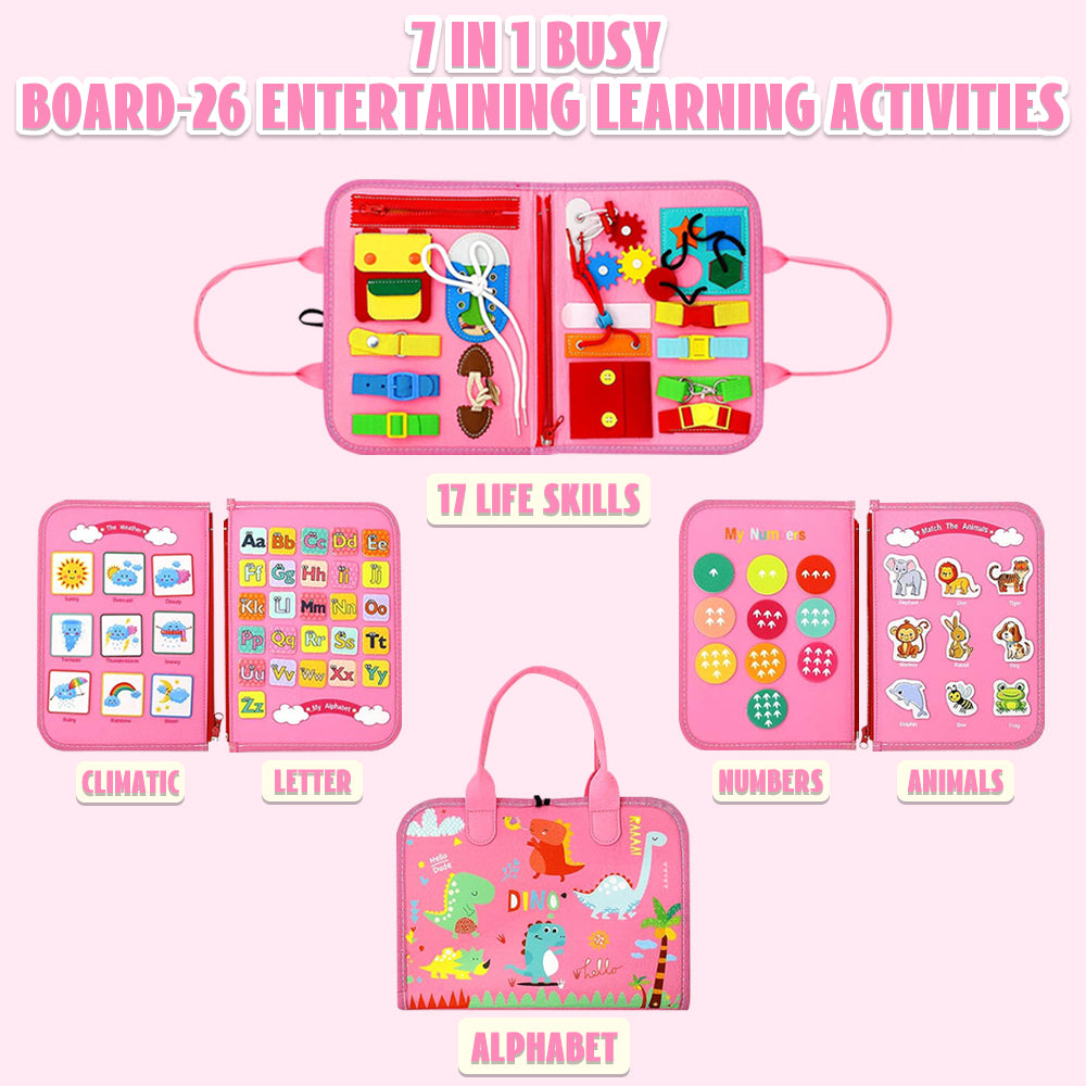 Learning Toys for 1 2 3 4 Years Old, Montessori Busy Board Toy for Toddlers 1-3, Birthday Gift Toys for 2 3 4 5 Girls Boys