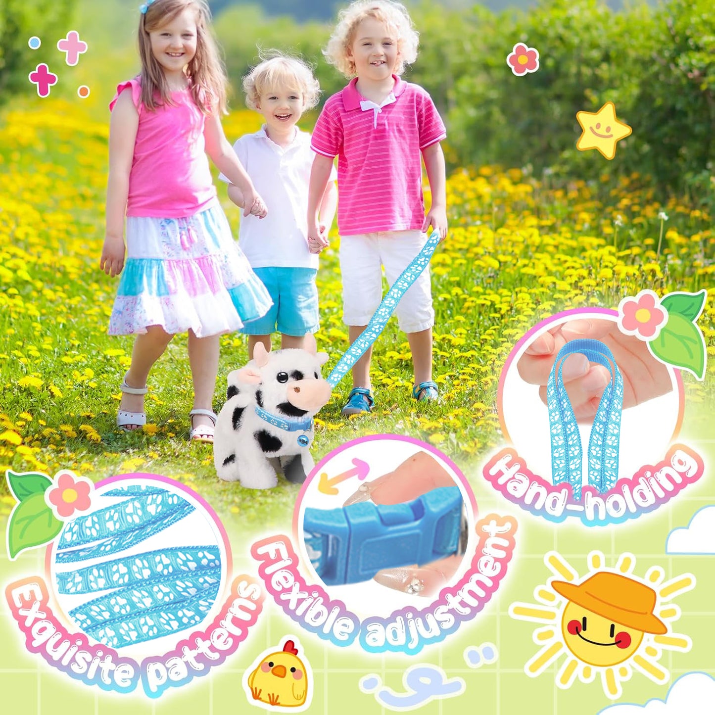 Plush Walking Cow Toy for Kids,Walking Plush Toys for Toddler 2 Year Old Birthday Easter Gifts