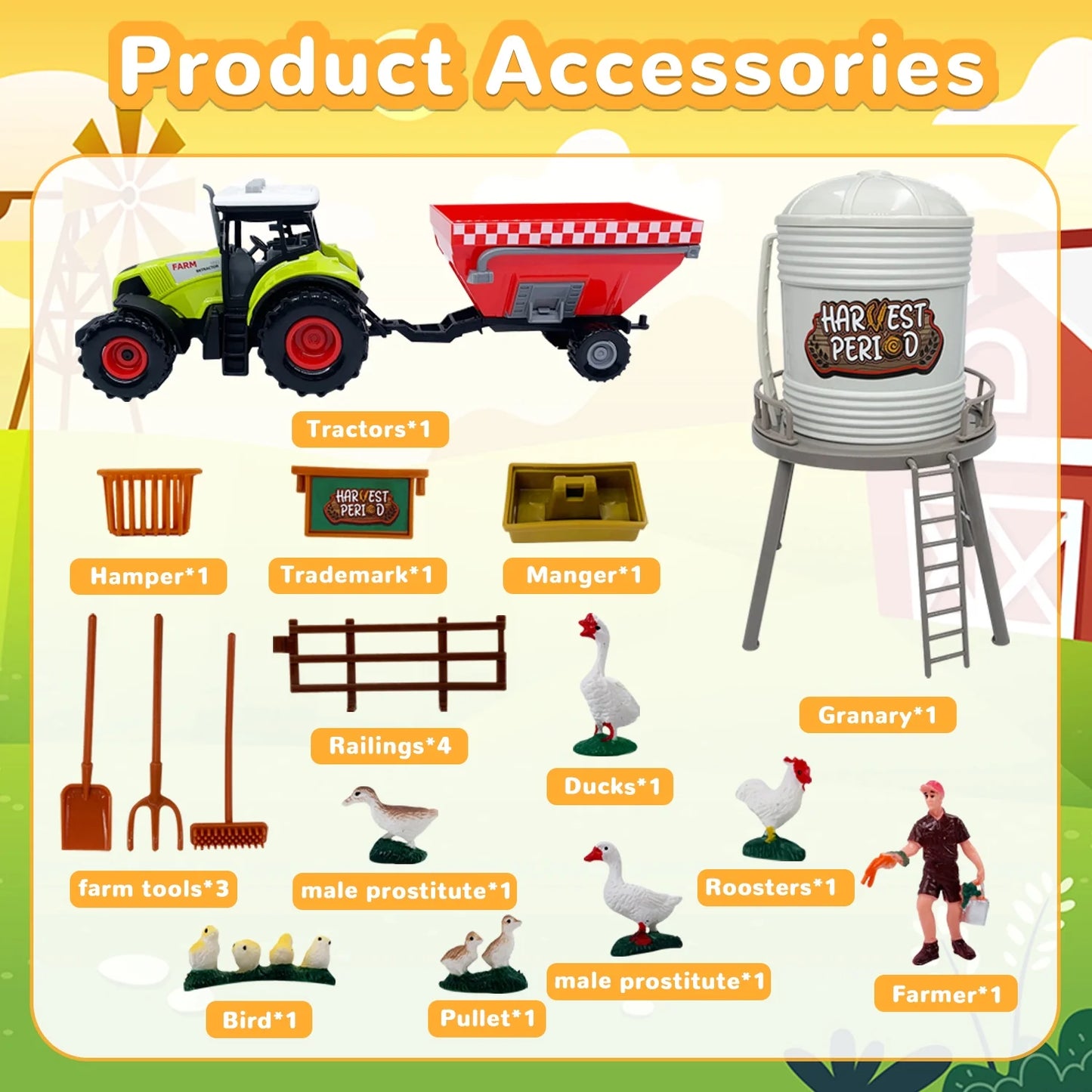 Farm Animal Tractor Toys, Barn Toy Combine Harvester Tractor, Car Toy for 3 year old Boys, Tractor Toys for Boys 3-6 years