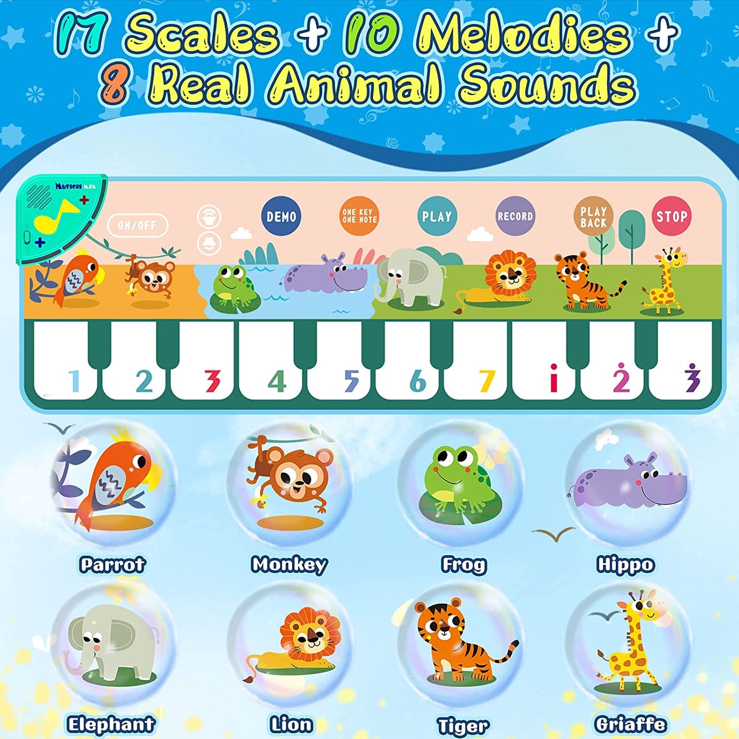 Baby Toys for 12-24 Months, Baby Piano Mat, Music Keyboard Touch Playmat Early Education Learning Musical, Toys for 1 2 3 Years Old Girls Boys