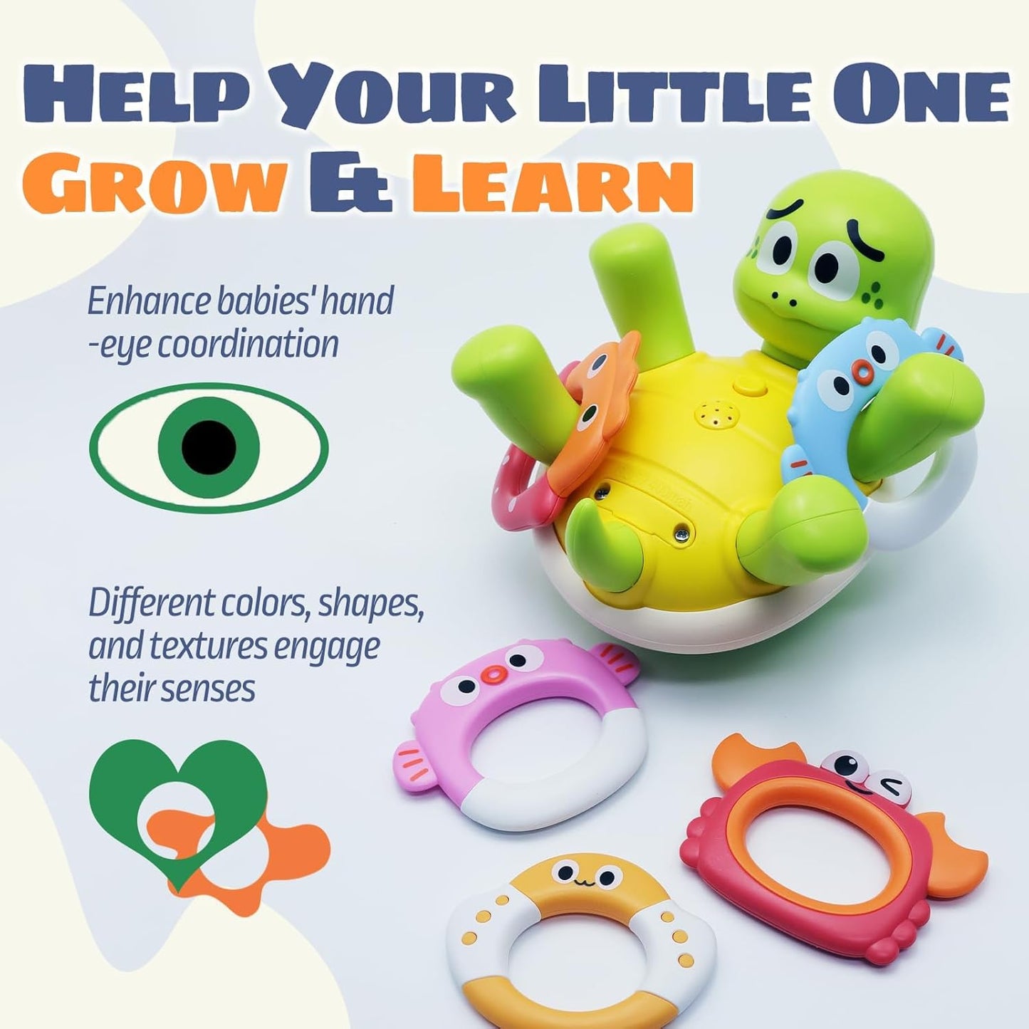 Bath Toys for Toddler 1-3, Sprinkler Turtle Bath Toy with 5 Rings, Spray Wter Toys for Kids Ages 1 2 3 4 5 Year Old Girl Boys Gifts