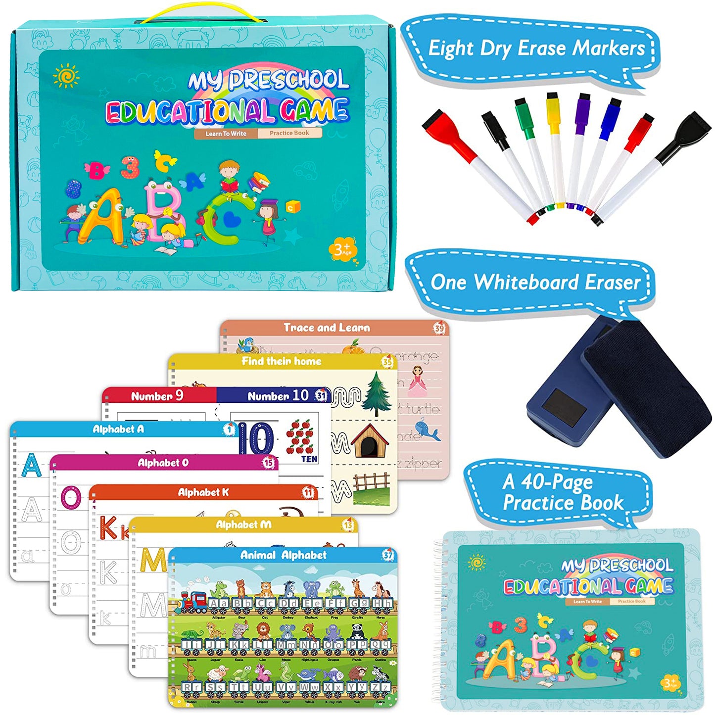 Handwriting Practice Book for Kids, Toddlers Preschool Educational Learning Toys for Girls Boys 3-6 Years
