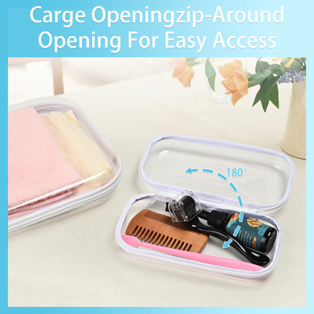 3 Pcs Clear Hard Shell Zipper Case, Transparent Waterproof Makeup Bag, Portable Travel Storage Organizer Pouch for Toy, Cosmetics, Stationery (2 Sizes)