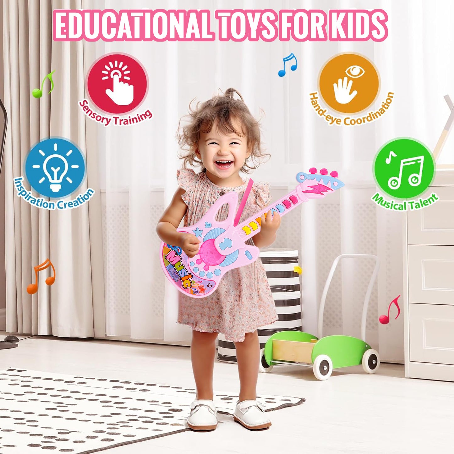 Guitar for Kids Girls Toys Ages 4-6, Musical Instruments Toys for Girls 2 3 4 5 Year Old, Musical Toys for Girls 3-6 Years