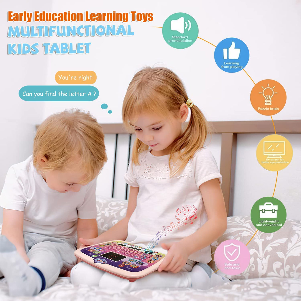 Style-Carry Tablet Toy for Toddlers 1-3, Preschool Learning Toys for Toddler 2 3 4 5 Year Old Boys Girls, Educational Toys for Girls Boys Age 2-5 Year Old