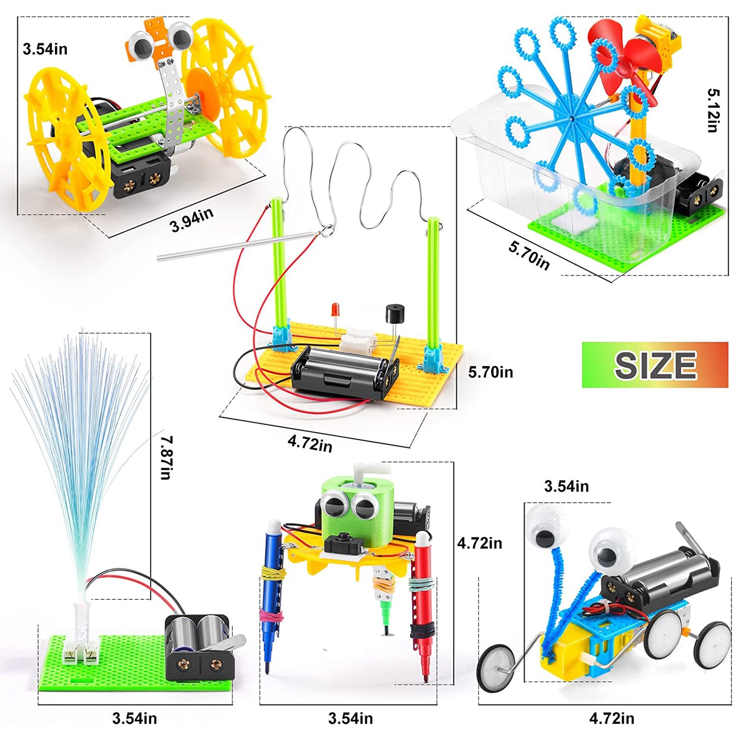 STEM Robotics Kit, 6 Set Electronic Science Experiments Projects for Kids, Boys Toys Ages 7 8 9 10 11 12 Years Old, Physics stimulated, DIY Engineering Robotic Building Kits for Boys