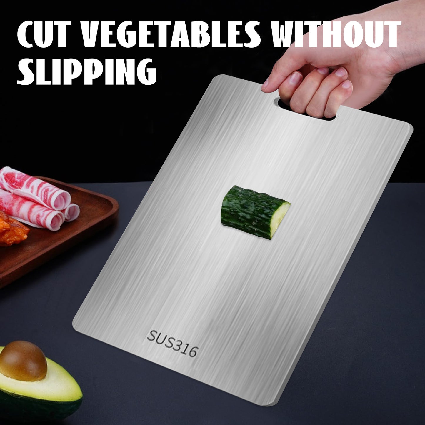 Titanium Cutting Board, Steel Cutting Boards For Kitchen, Double-Sided Stainless Steel Cutting Board 316 for Cutting Vegetables Meat (15.4 * 11 in)