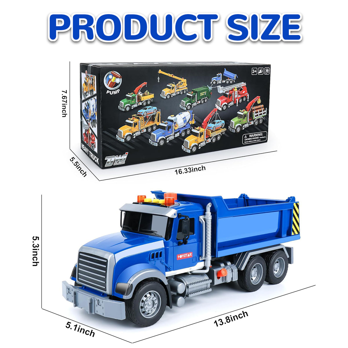 Toddler Truck Toys for Boys Age 3-6, Dump Truck with Lights and Sounds for Kids Boy Christmas Birthday Gift