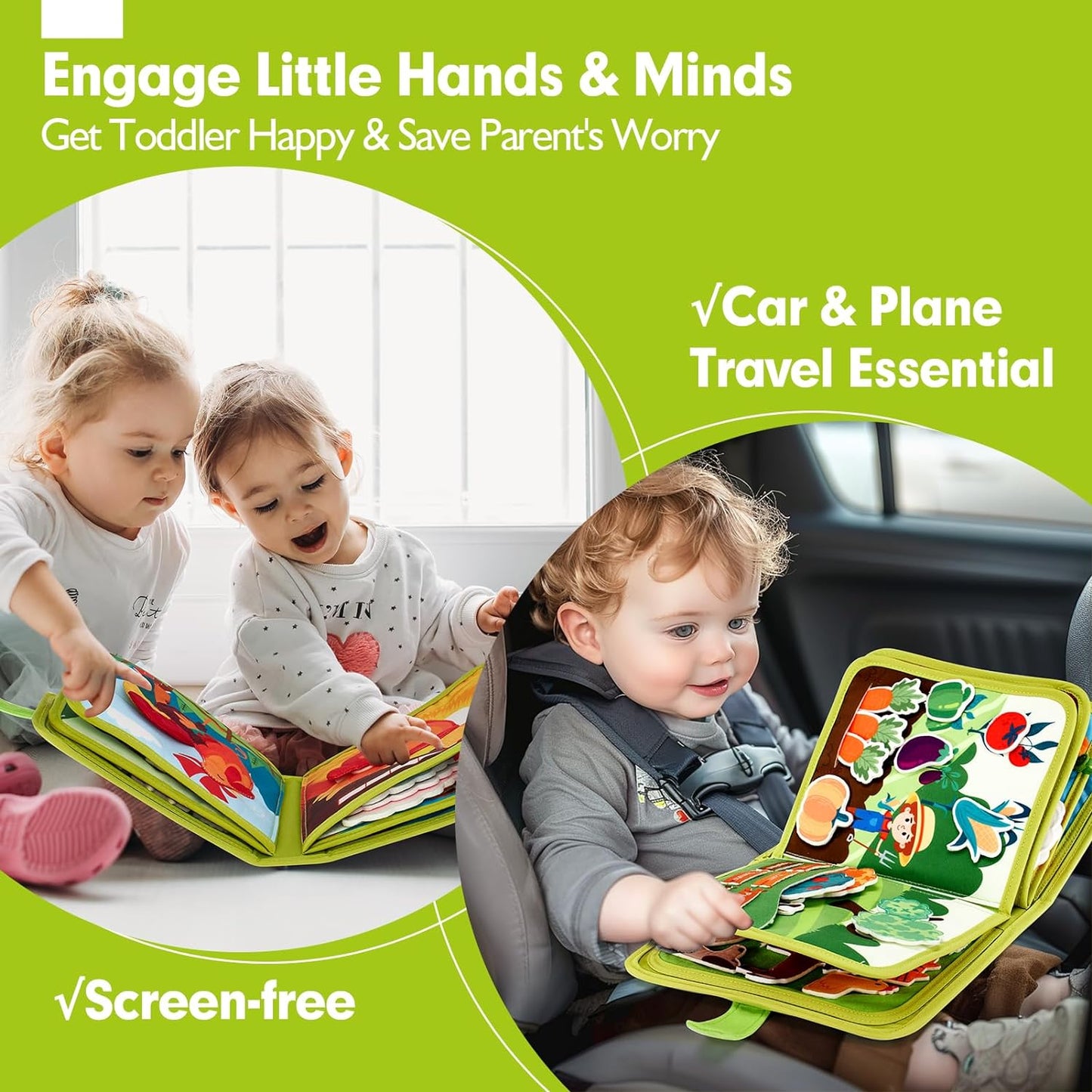 Montessori Sensory Toy for Toddlers 1-3, Busy Board Learning Toys for 1 2 3 Year Old Girls Boys, Toddler Activity Toys for Girls 2 3 4 5 6 Year Old