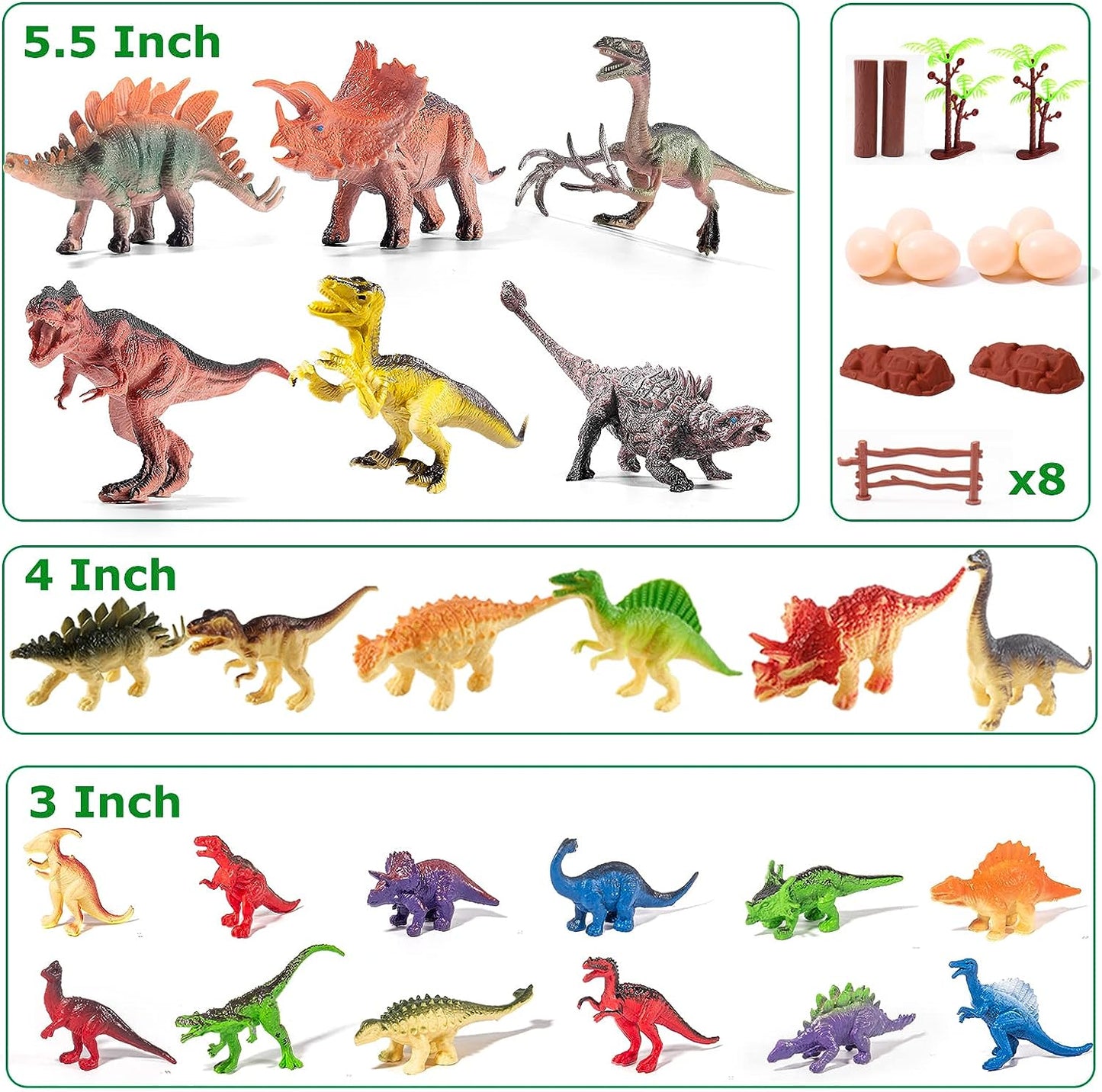Style-Carry Dinosaur Toys for Kids 3-5 Years, 45Pcs Realistic Dinosaur Toy, Educational Figures, Gift for Boys Girls