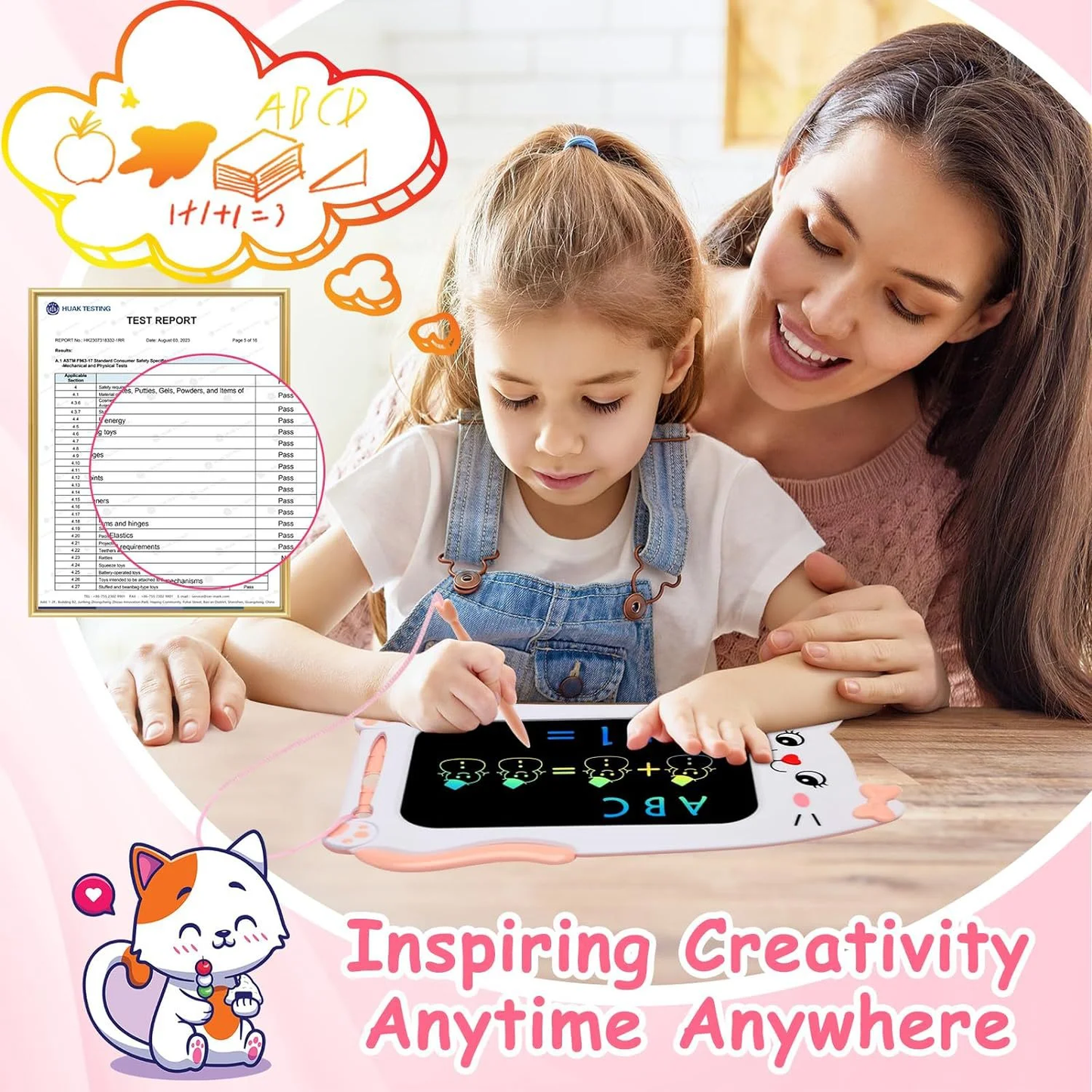 Drawing Board Toys for Girls 3-5, Writing Table Educational Toys for Girls Ages 2 3 4 5 6 Years Old Gifts（8.5in）