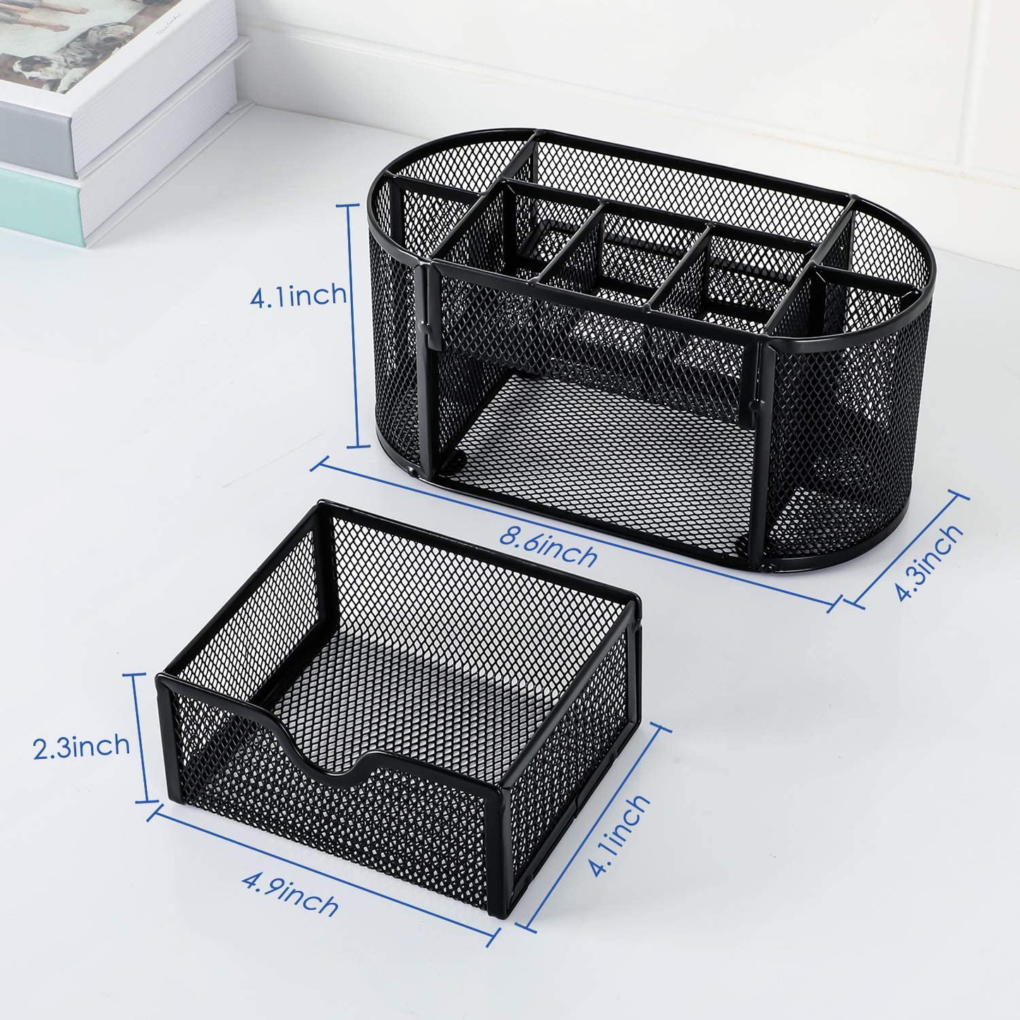Office Desk Organizer Black Mesh Pen Storage Case for Home and Office Supplies Desk