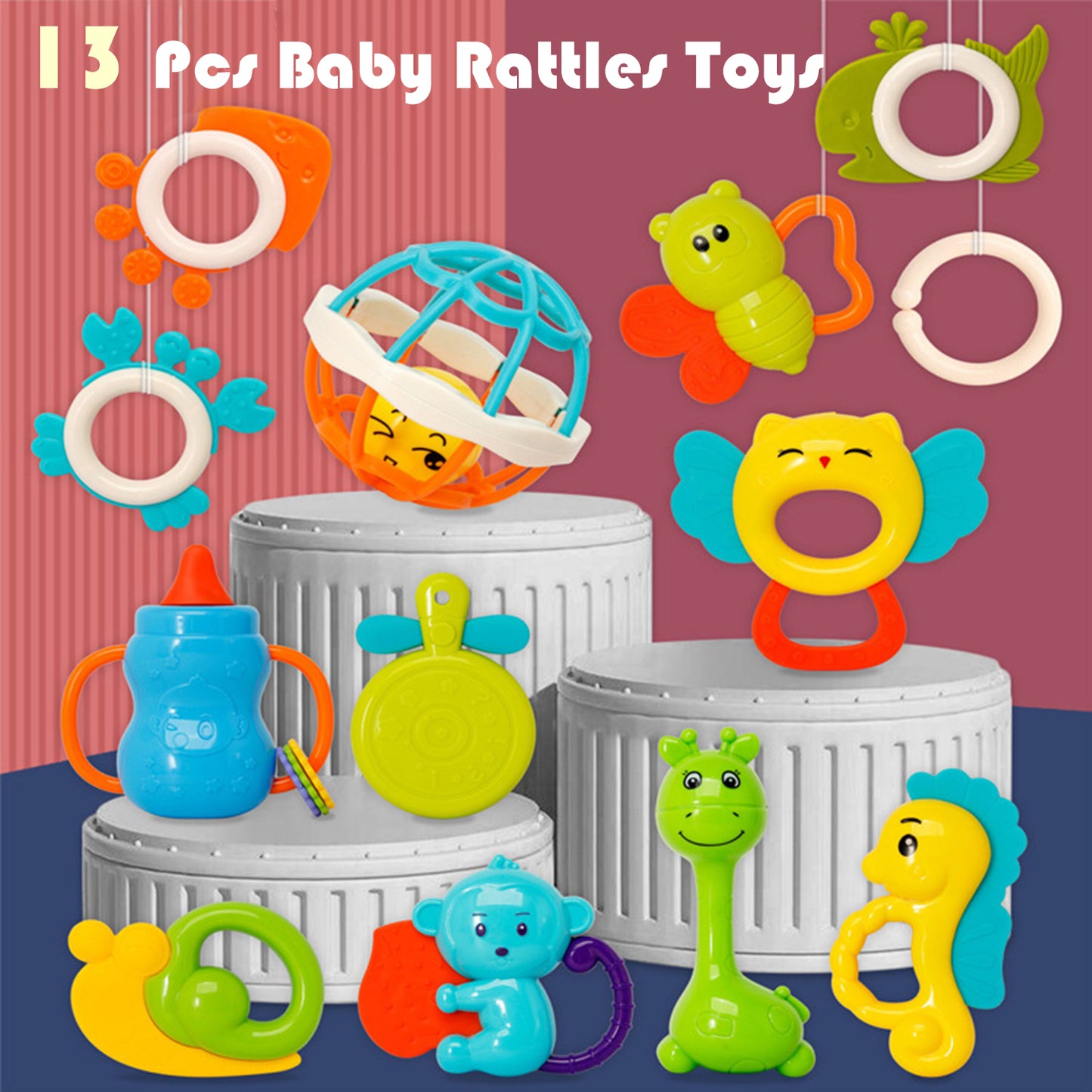 Baby Rattles Toys for 6-12 Months, Baby Toys for 0-6 Months, Infant Newborn Baby Toys for 6-12 Months, Baby Teethers and Wrist Socks Rattle Toys 6 to 12 Months