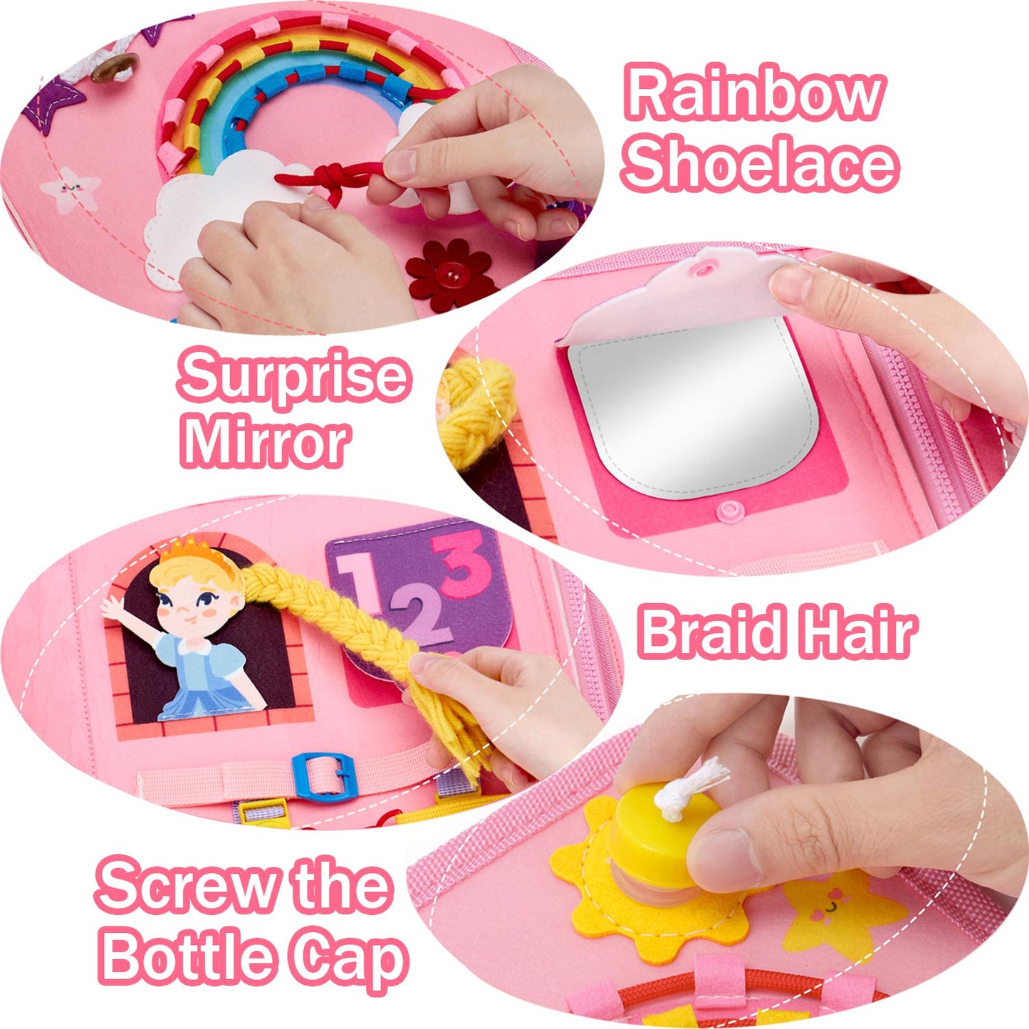 Montessori Toys for Toddler Girls, Busy Board Toy for Toddlers 1-3, Learning Educational Toys for 1 2 3 Year Old Girls, Birthday Gift for 1 2 Year Old