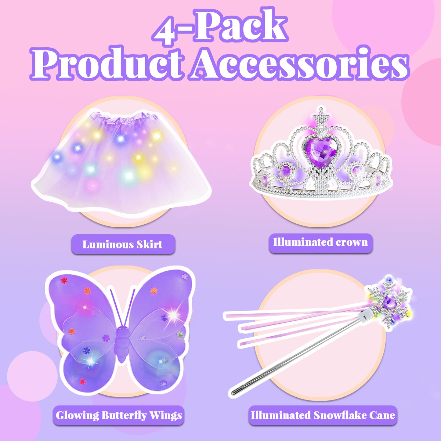 Princess Dress Up for Toddlers 3 4 5 6 Year Old, Princess Toys for Girls 3-6, Light Up Butterfly Wings Toddler Toys Age 3 4 5 6