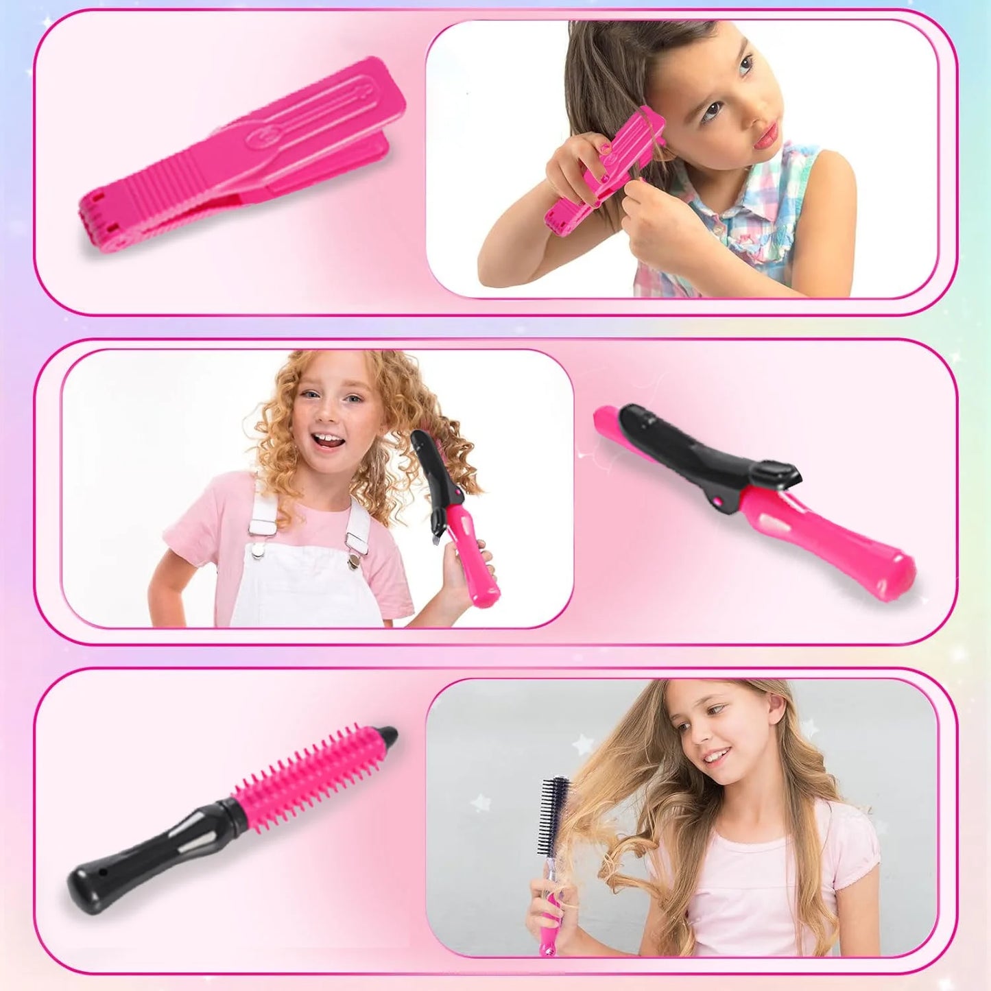 Pretend Play Hair Salon Set for Little Girls, Girl Makeup Kit, Toddler Toys Doll Accessories, Kids Hair Salon Playset Toys for 3 4 5 6 7 Year Old Girls Christmas Birthday Gifts