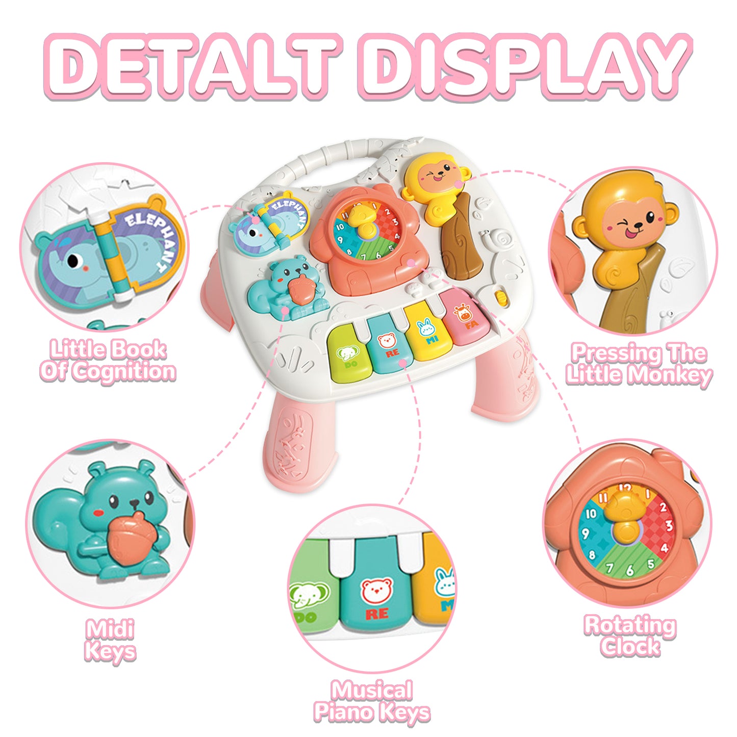 Baby Interactive Activity Table Toys, Learning Toys for 1 2 3 Year Old Girls, Montessori Toys for 1 Year Old, Christmas Birthday Gifts for Girls