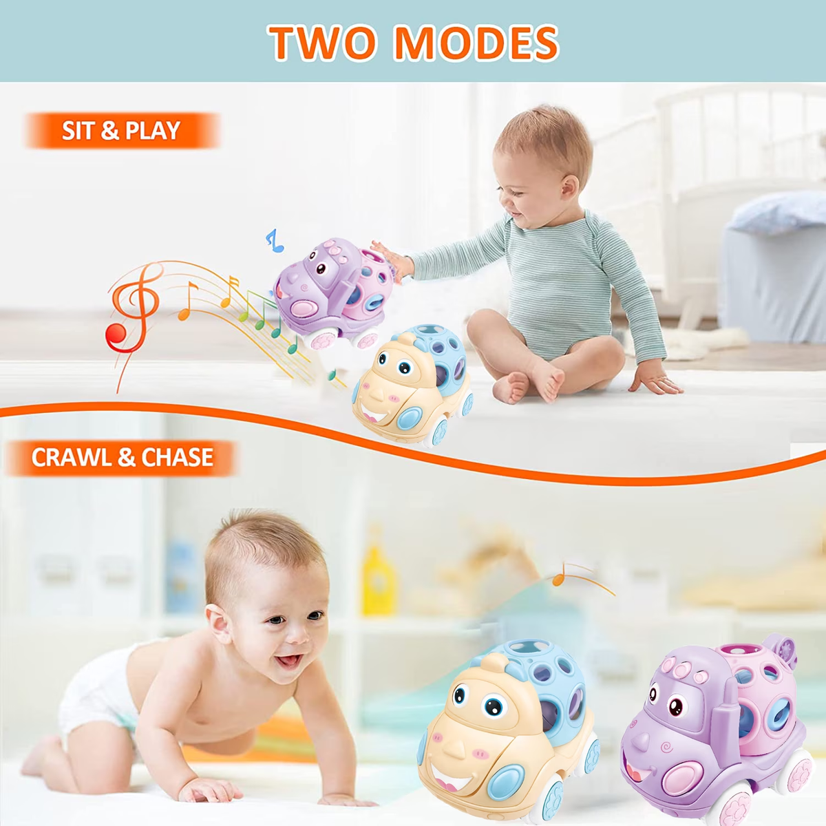 Baby Toys for 12-24 Months, Car Toys for 1 Year Old Toddler, Rattle & Roll Toys for Baby Boys Girls Gifts