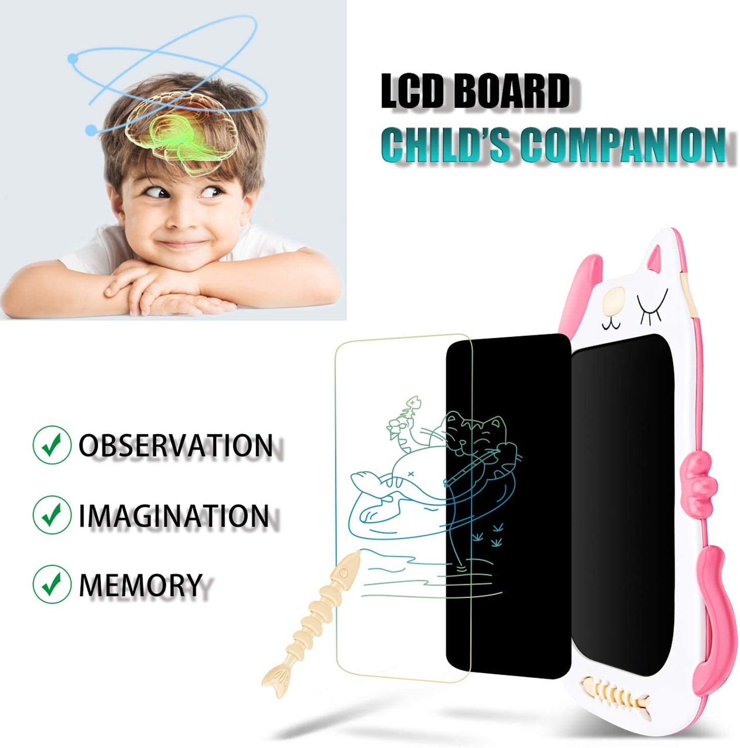 LCD Drawing Doodle Board, Toys for Girls 3-6 Years, Educational Learning Toys for Girls 4 5 6 7 8 Year Old, 8.5 inch